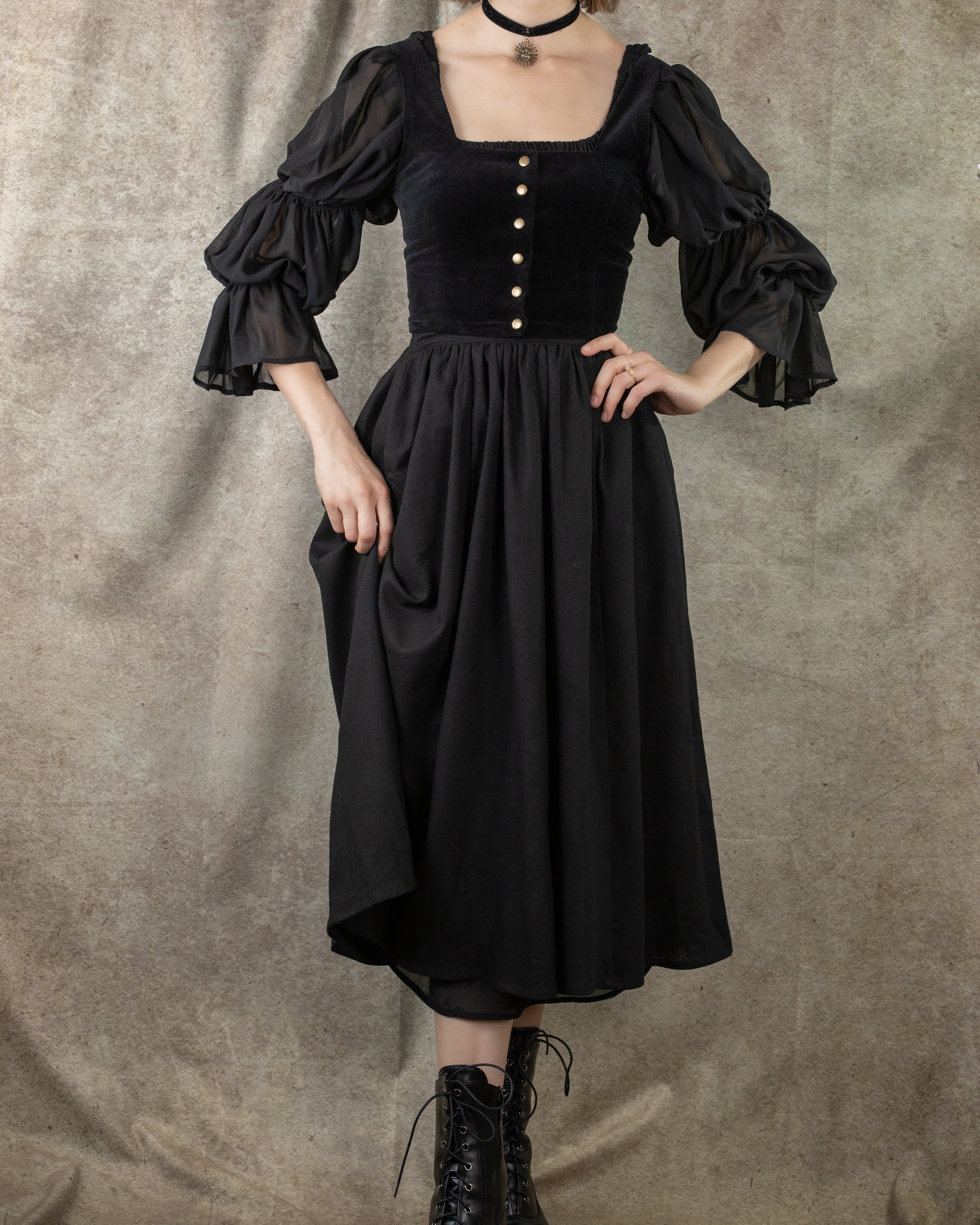 Black Velvet Dirndl Top | French Meadows Corsets