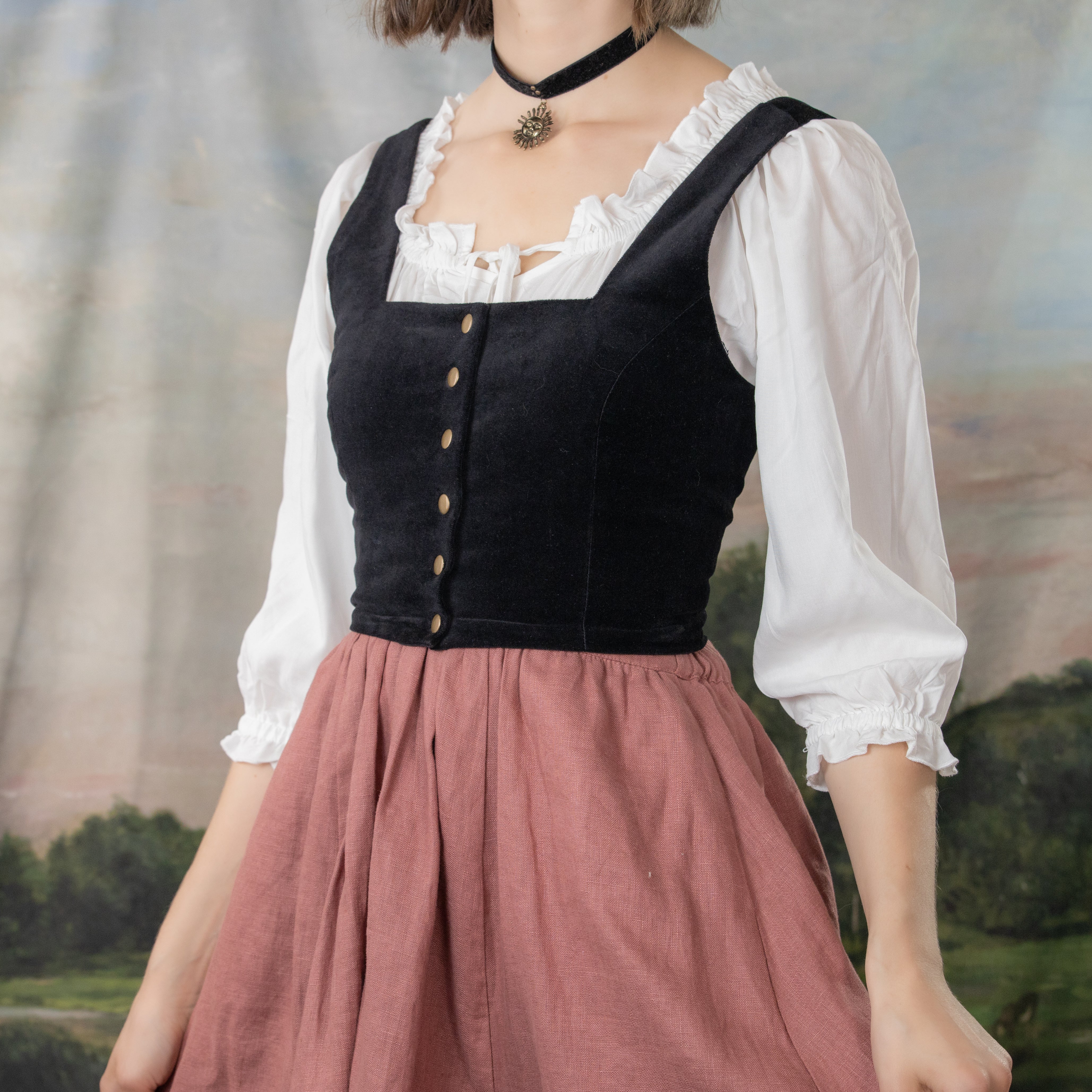 Black Velvet Dirndl Top | French Meadows Corsets
