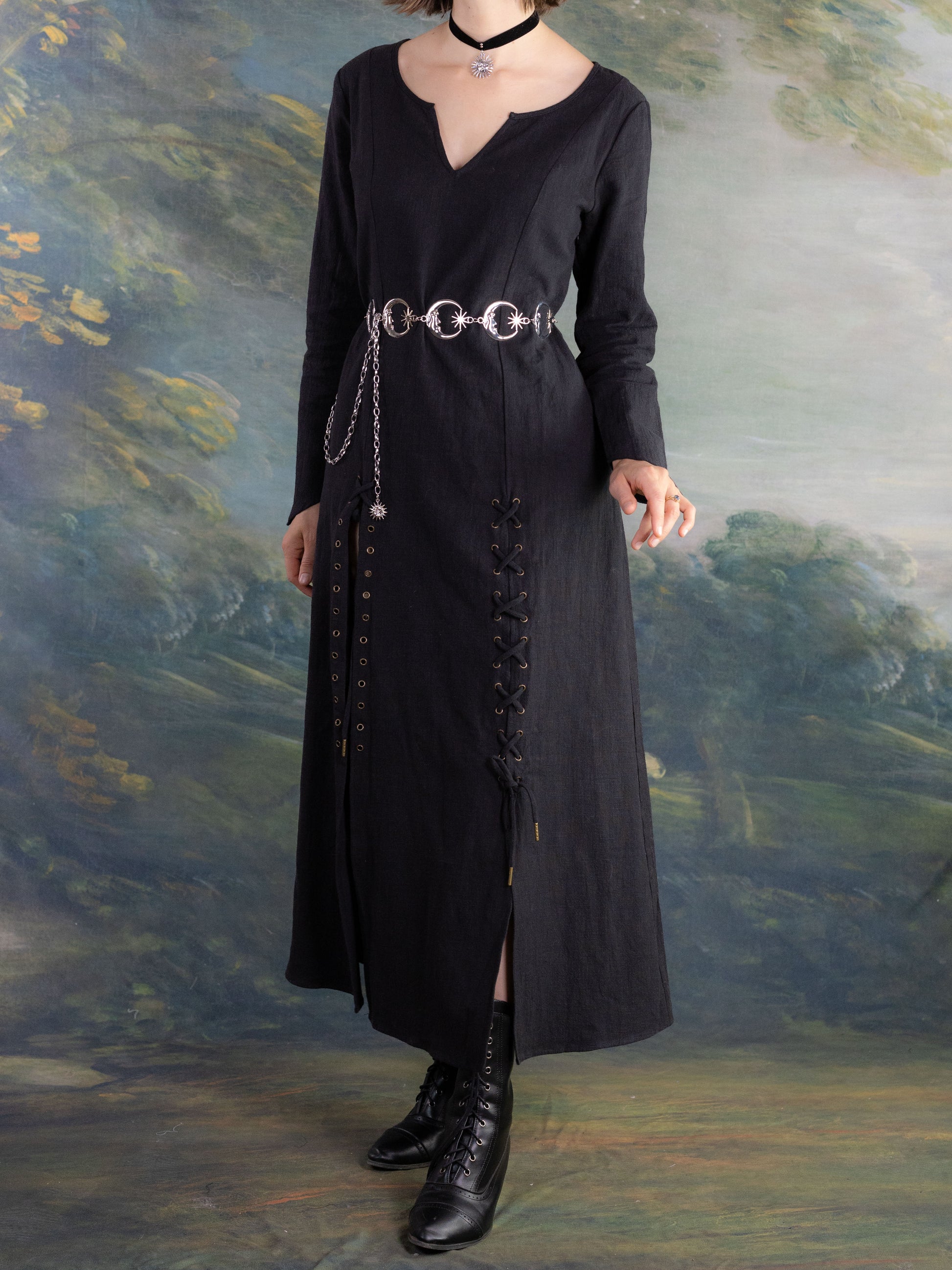 Black Viking Dress | Renaissance Faire Witch Costume Dress S Black Viking Dress | Renaissance Faire Witch Costume Dress S