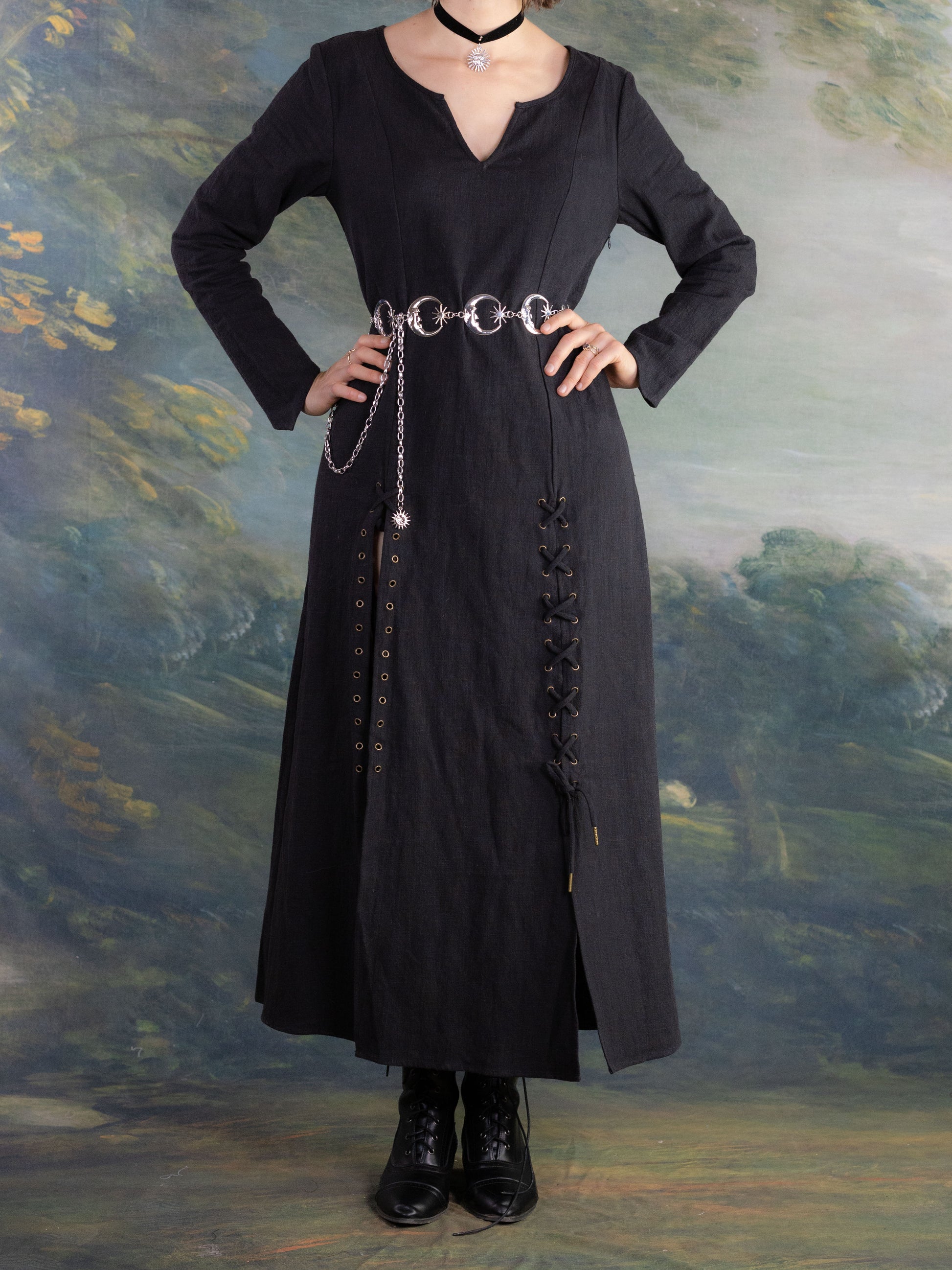 Black Viking Dress | Renaissance Faire Witch Costume Dress S Black Viking Dress | Renaissance Faire Witch Costume Dress S