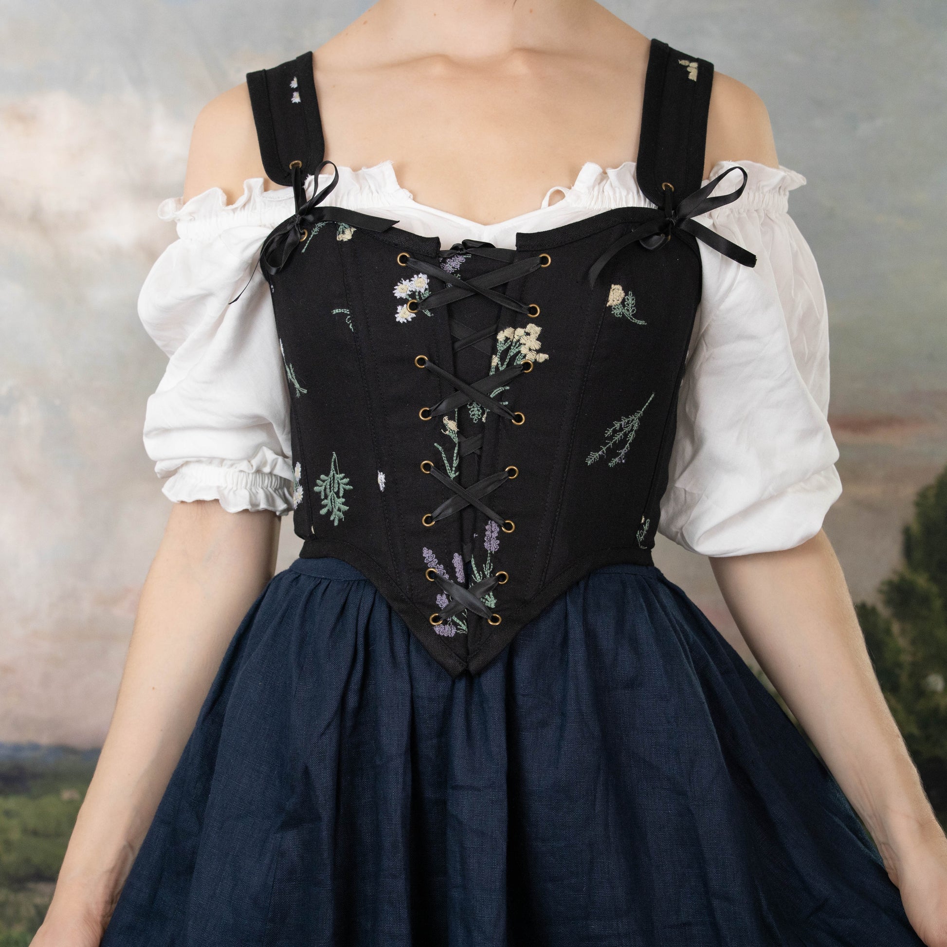 Black Wildflower Corset Top | Renaissance Faire Corset Xs Black Wildflower Corset Top | Renaissance Faire Corset Xs