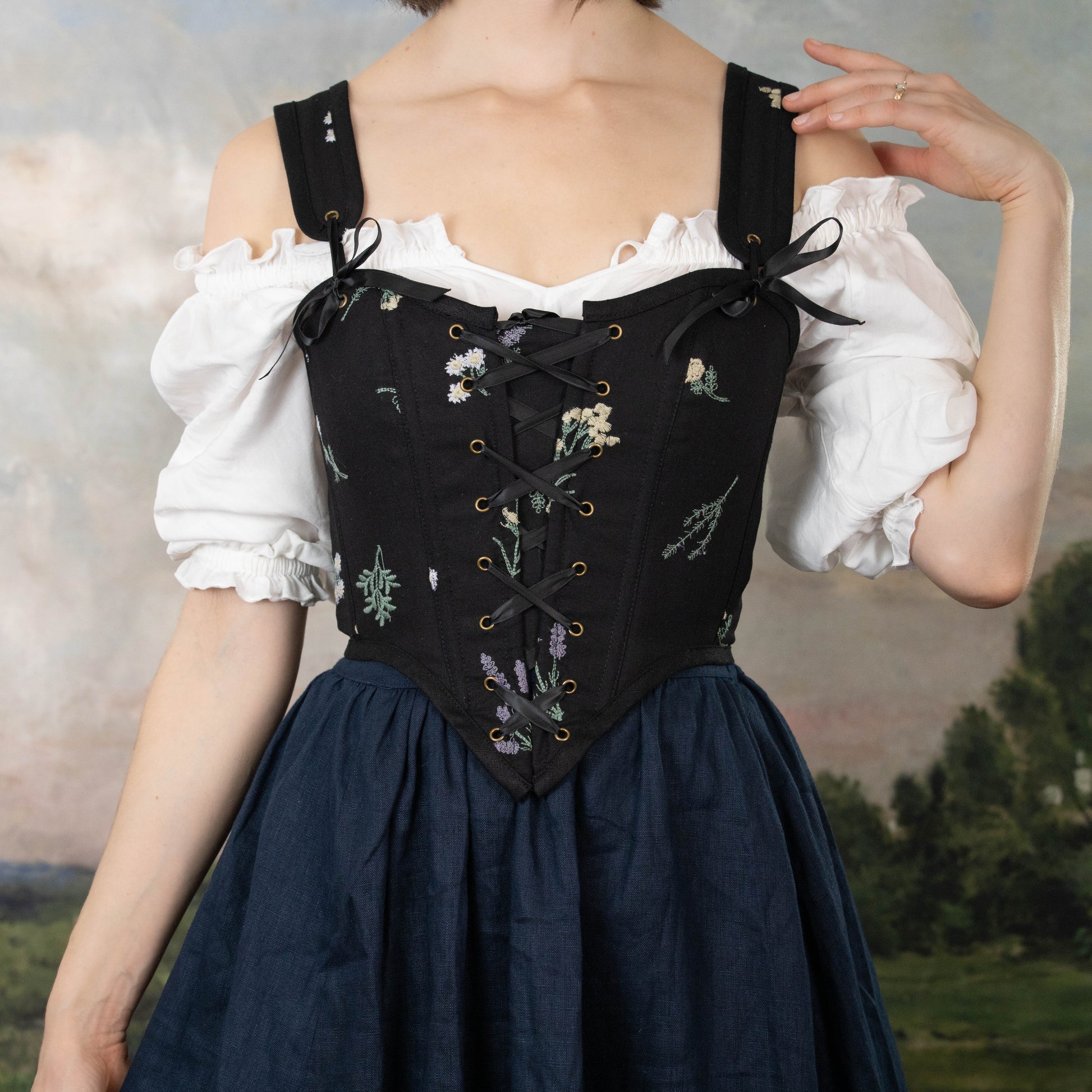 Black Wildflower Corset Top | Renaissance Faire Corset French Meadows Black Wildflower Corset Top | Renaissance Faire Corset French Meadows