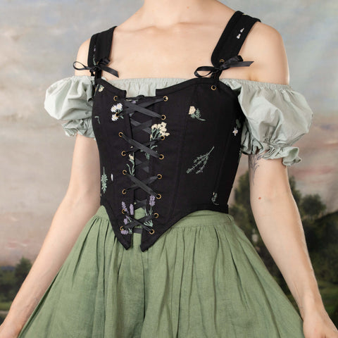 Black Wildflower Corset Top