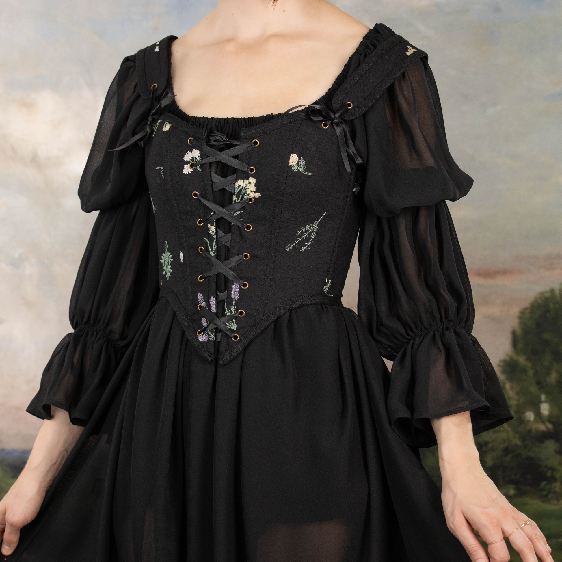 Black Wildflower Corset Top | Renaissance Faire Corset Xs Black Wildflower Corset Top | Renaissance Faire Corset Xs