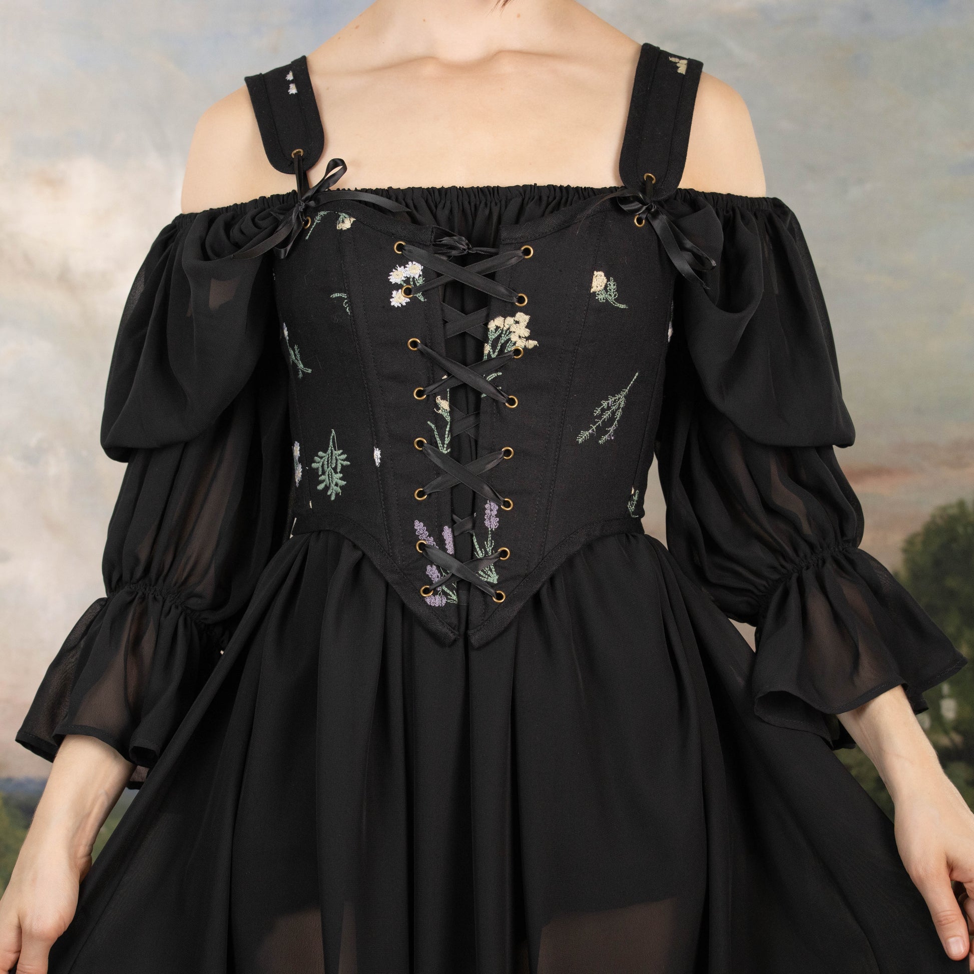 Black Wildflower Corset Top | Renaissance Faire Corset Xs Black Wildflower Corset Top | Renaissance Faire Corset Xs