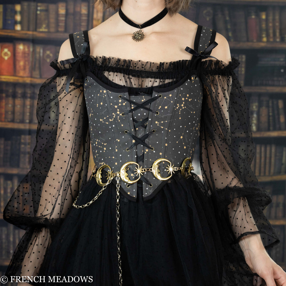 Handmade Black Zodiac Signs Renaissance Bodice