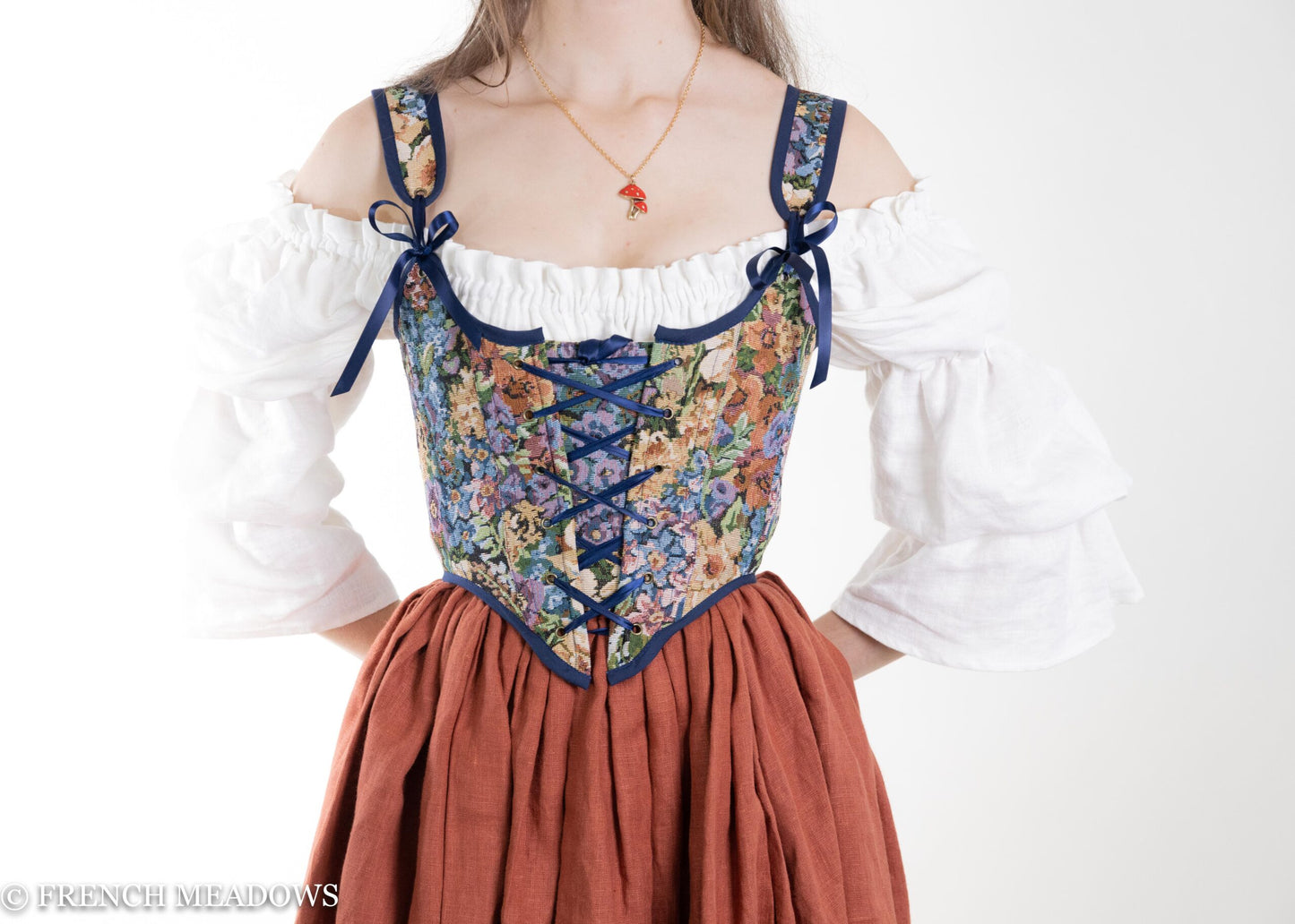 Handmade Blue Floral Tapestry Bodice