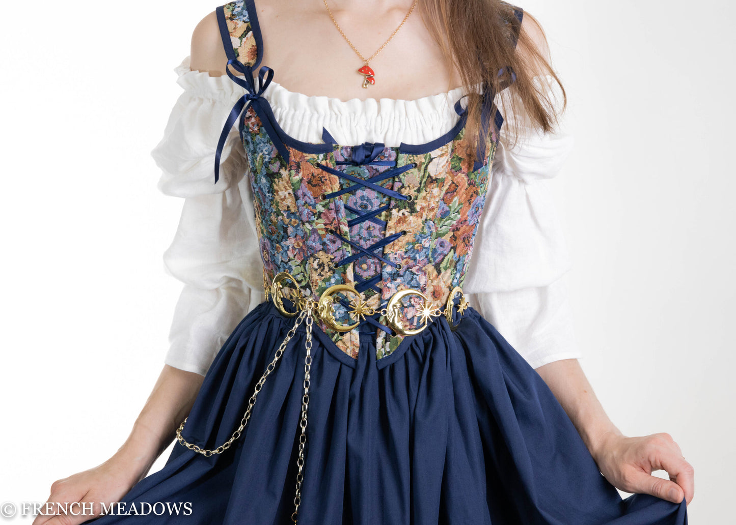 Handmade Blue Floral Tapestry Bodice