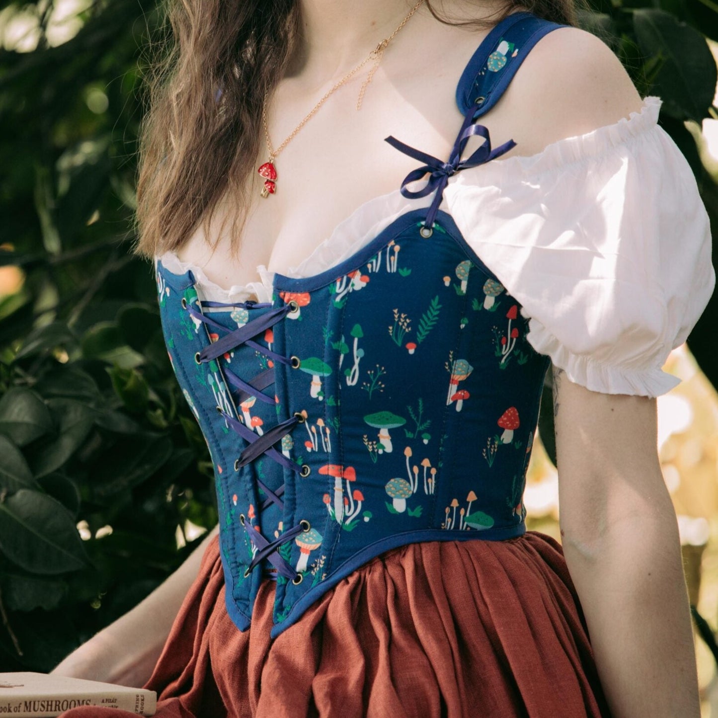 Handmade Blue Mushroom Renaissance Bodice