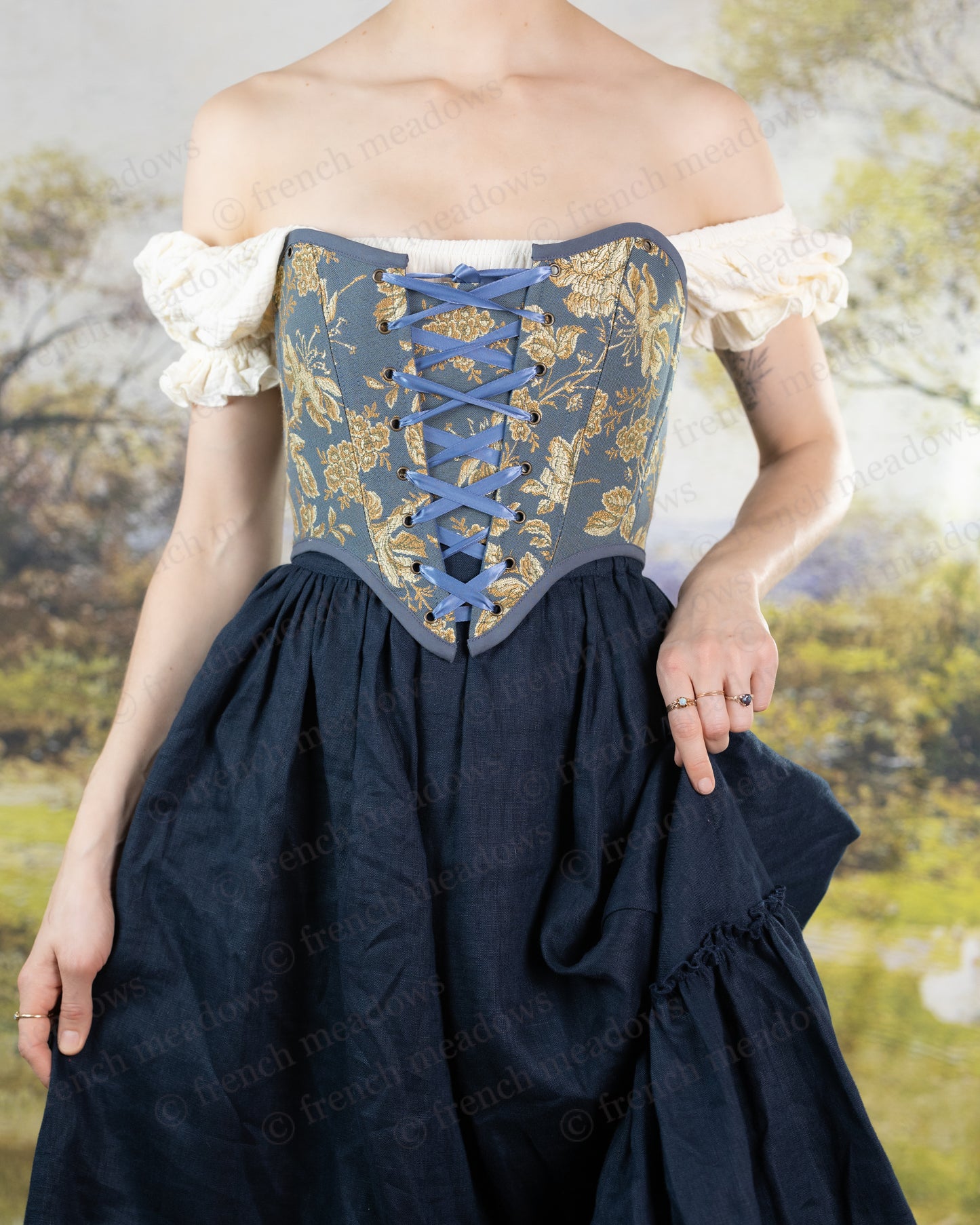 Blue and Yellow Floral Corset Top