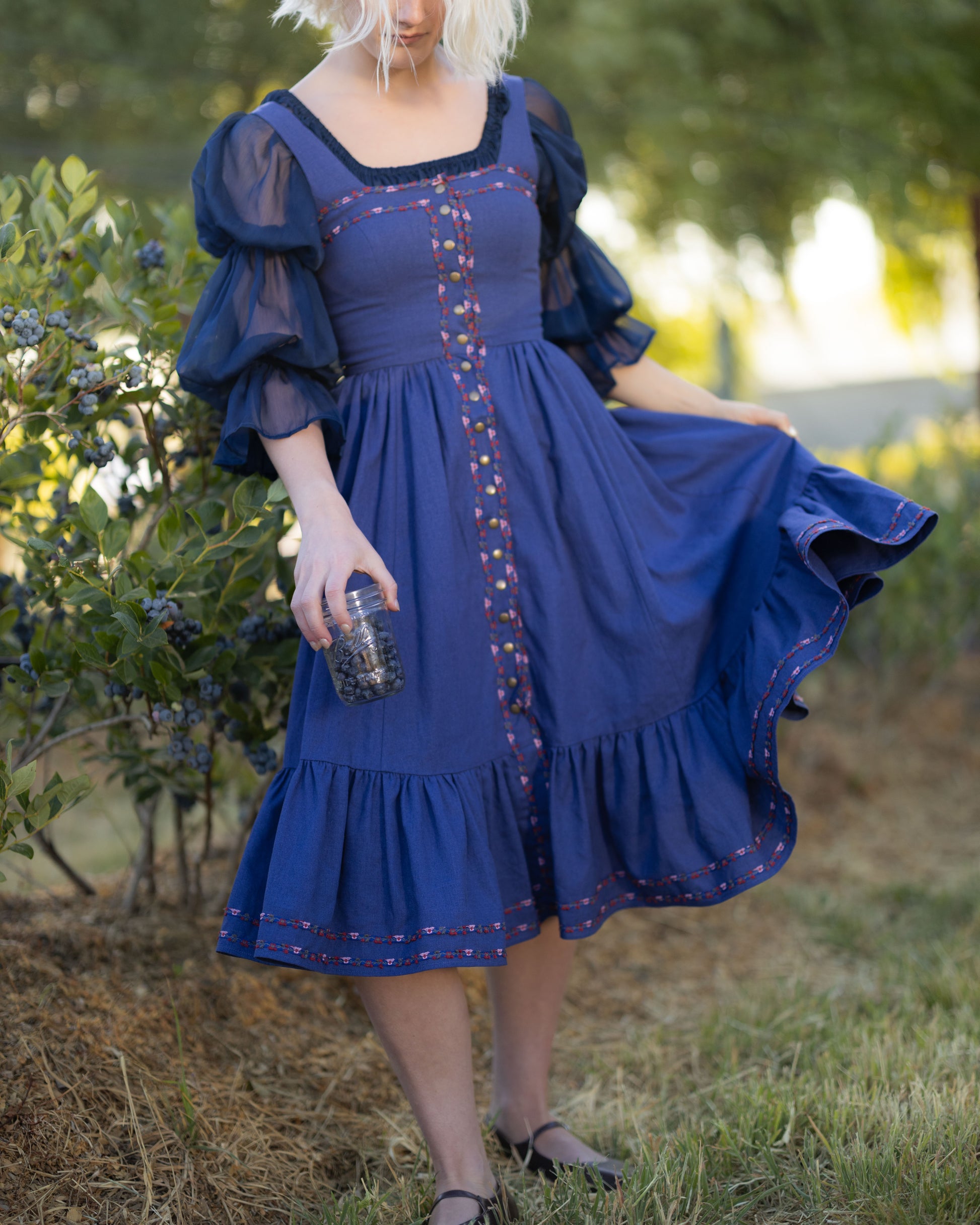 Blueberry Ribbon Dirndl Dress | French Meadows Corsets S Blueberry Ribbon Dirndl Dress | French Meadows Corsets S