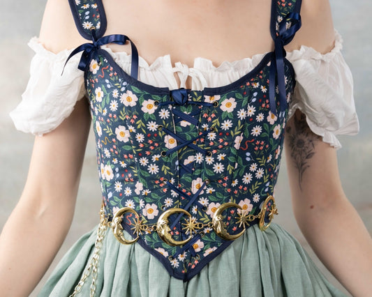 Handmade Blue Floral Garden Corset