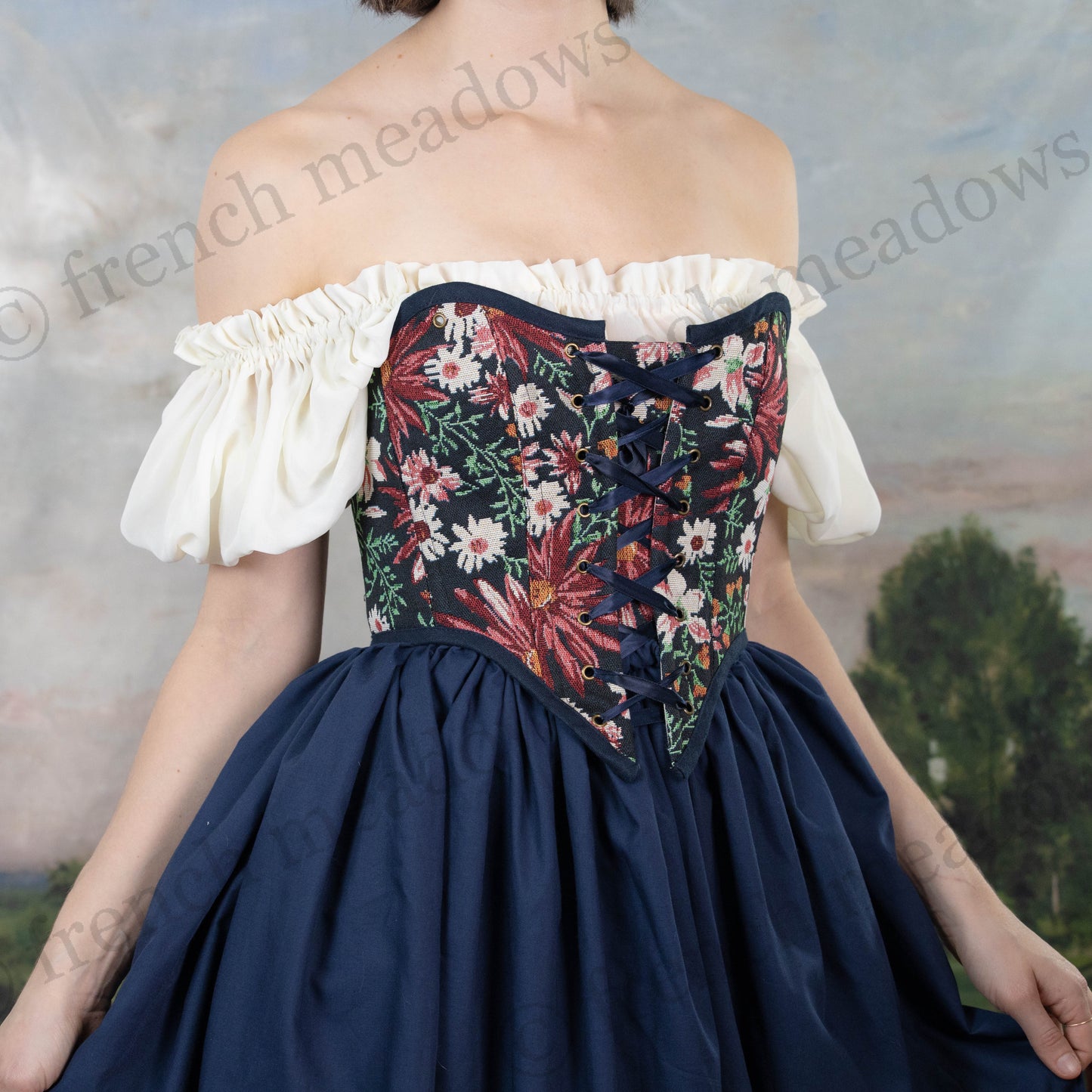 dark blue renaissance faire corset dress