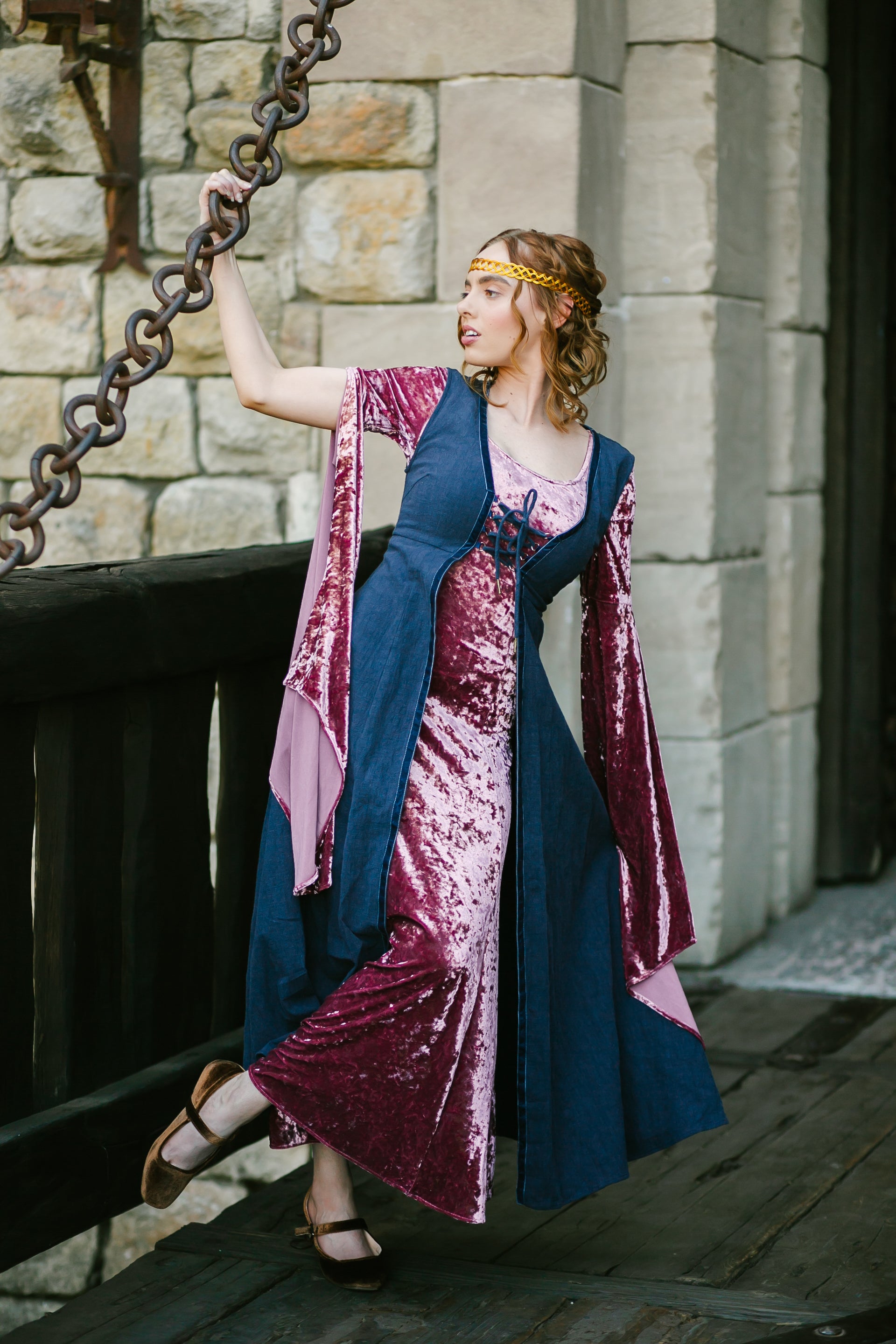 medieval woman dress Navy Blue Kirtle Dress 4XL