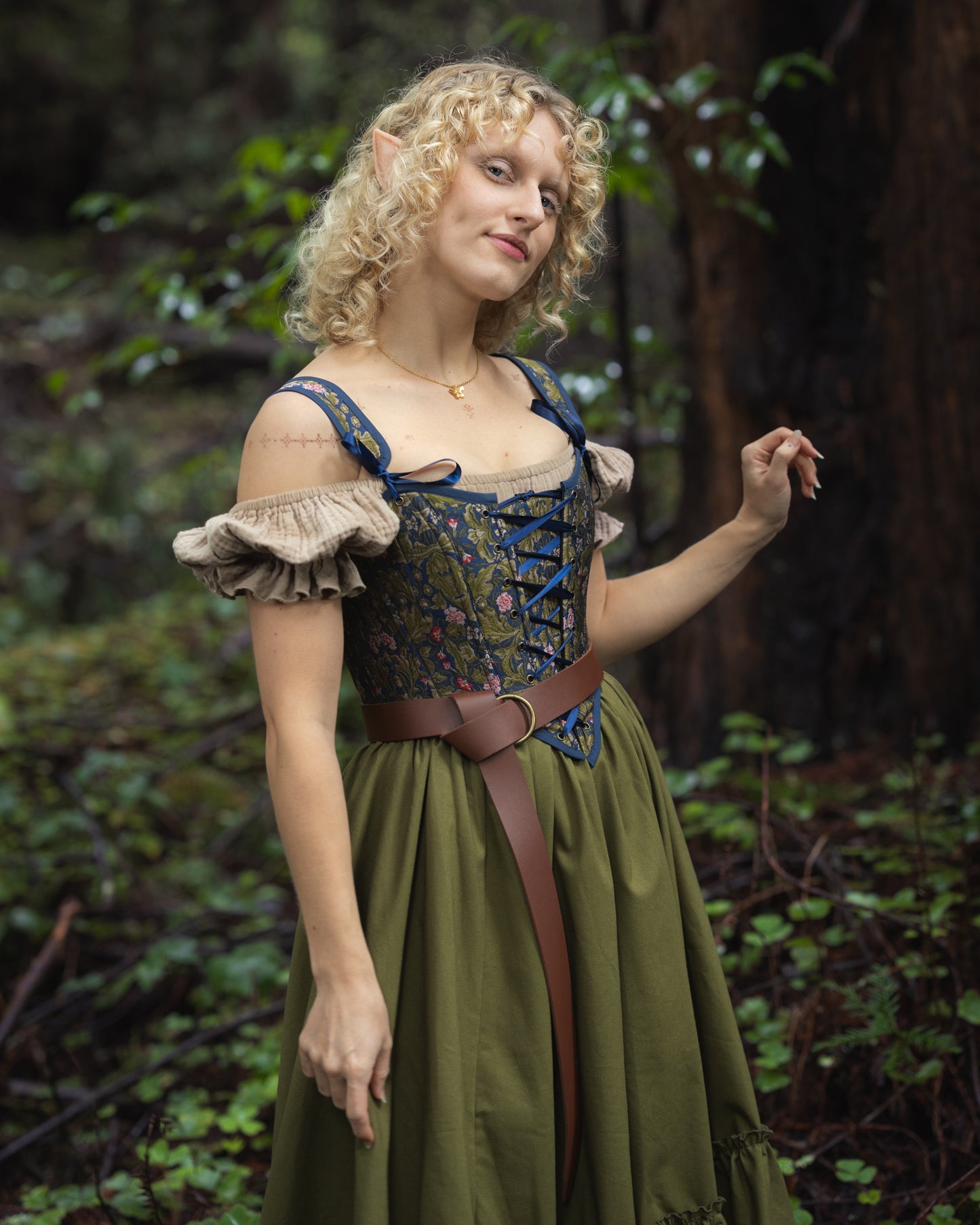 Blue Lagoon Brocade Corset