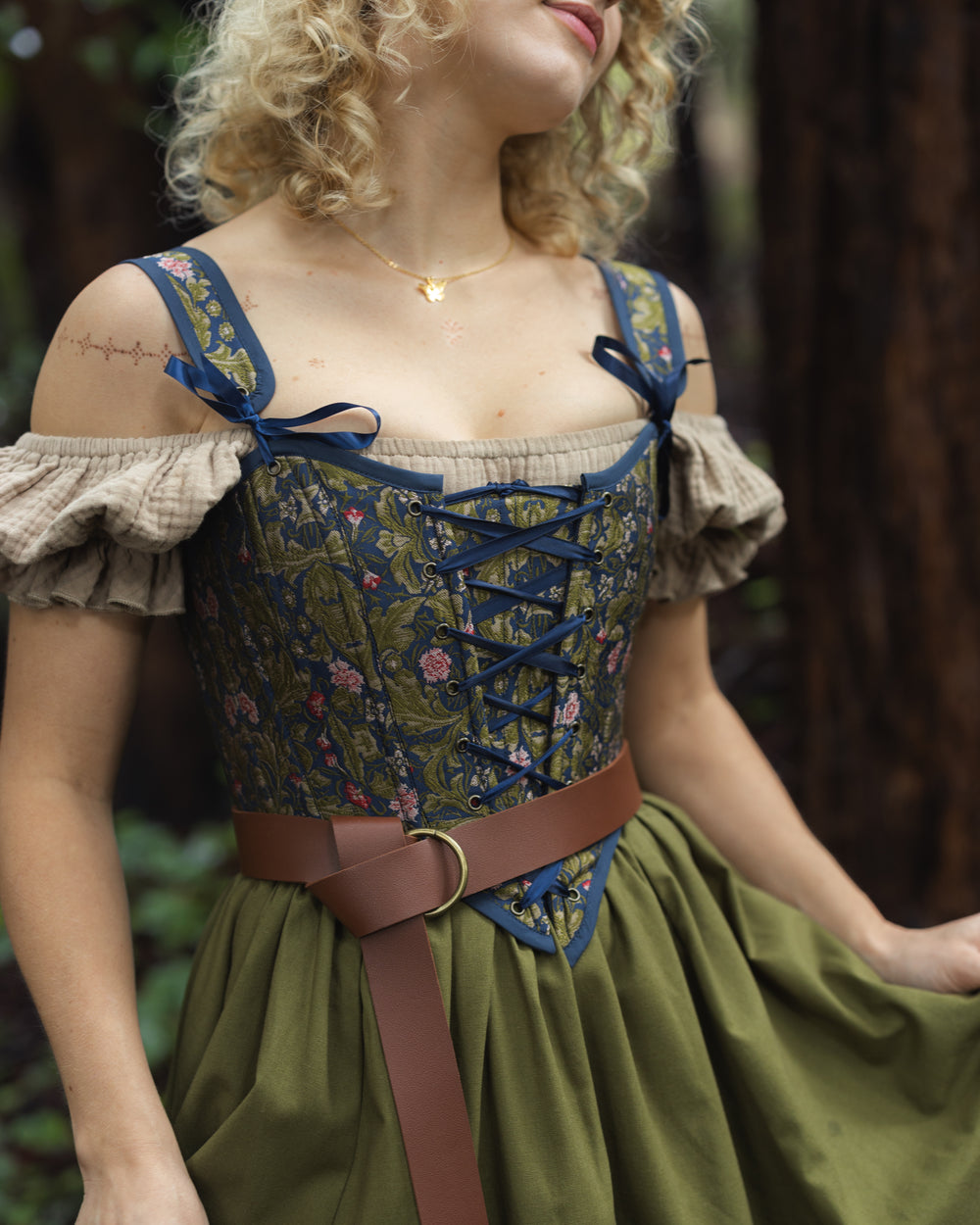 Blue Lagoon Brocade Corset