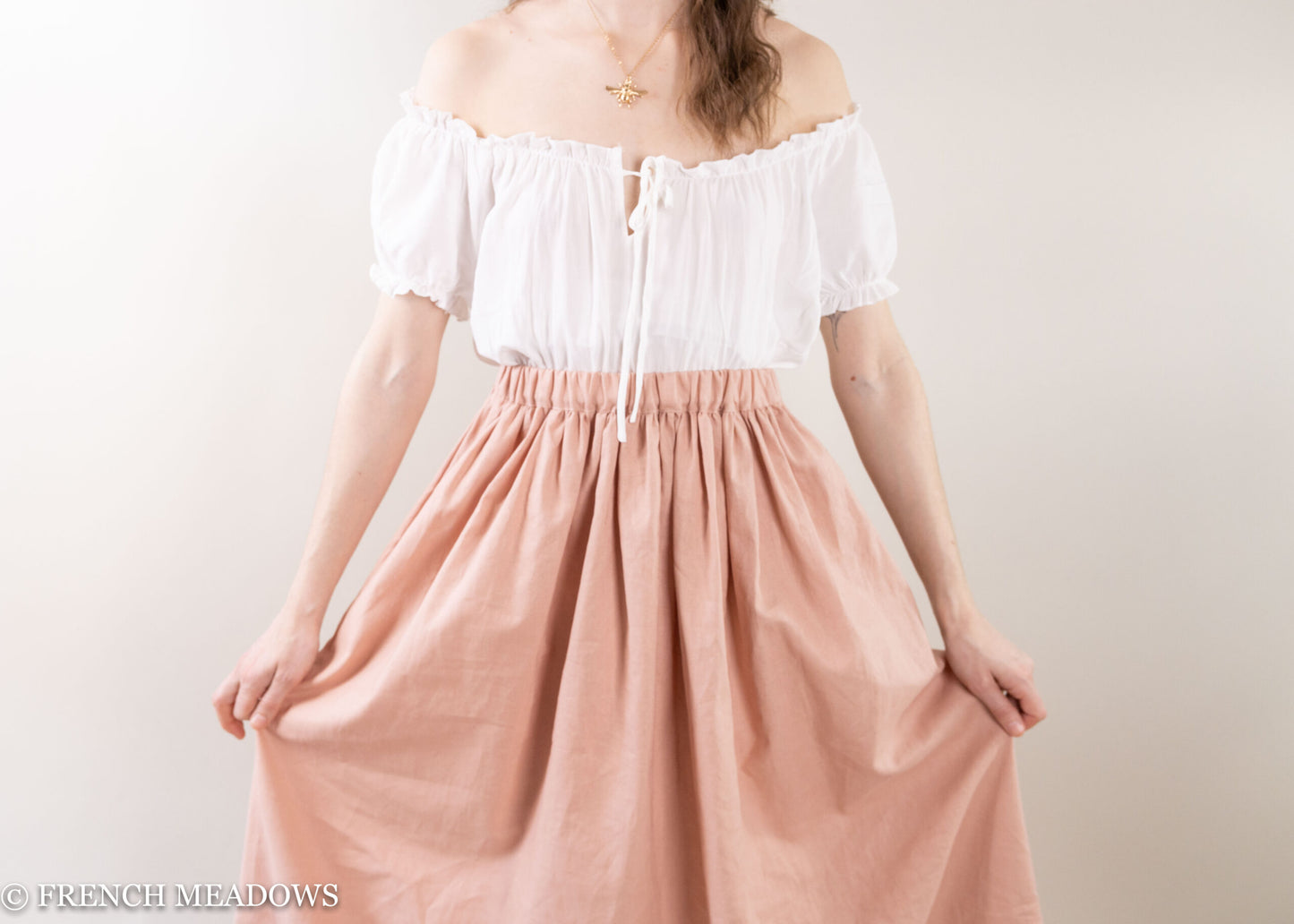 Blush Pink Linen Renaissance Skirt