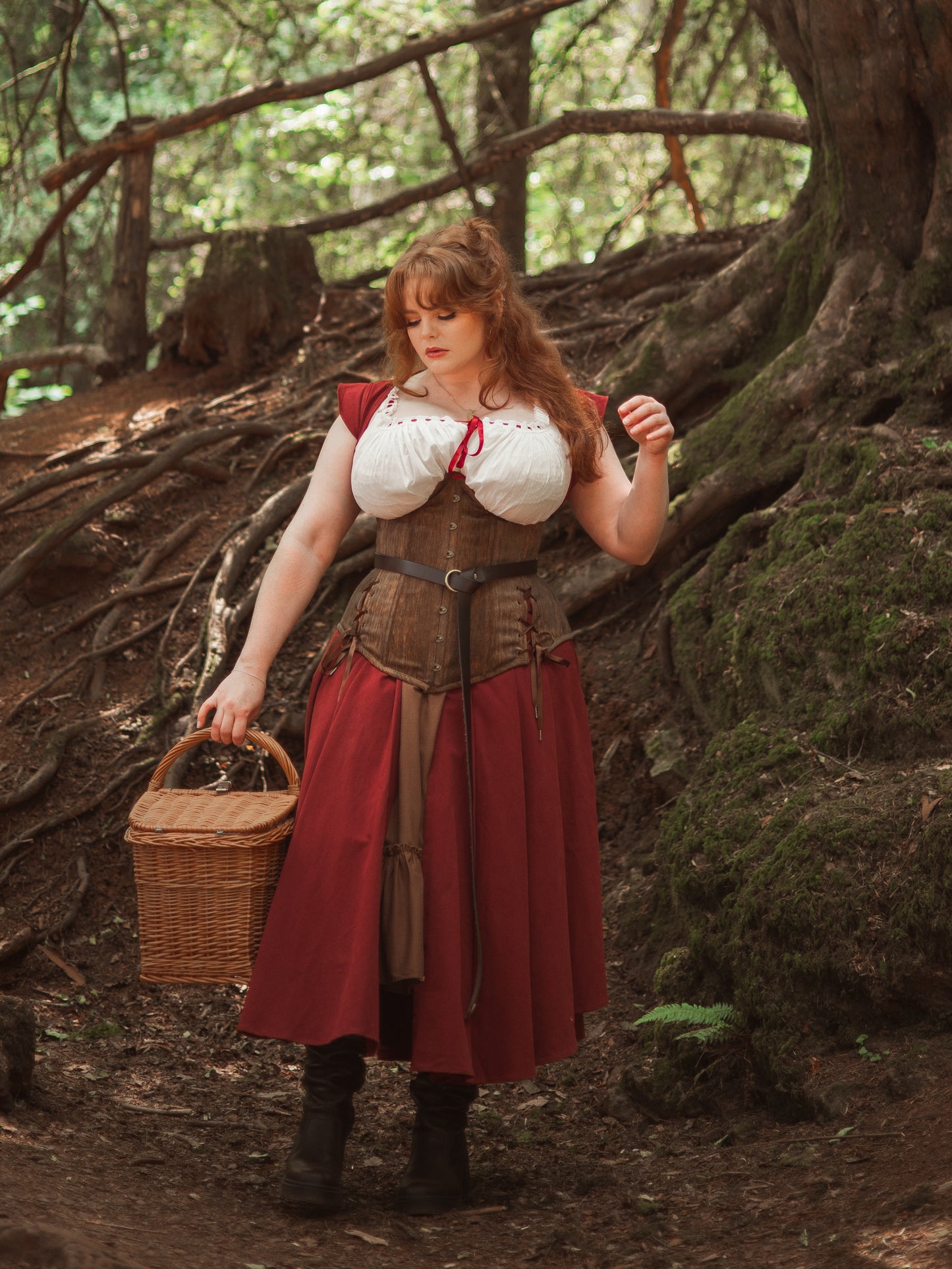 Red Cotton Underbust Dress