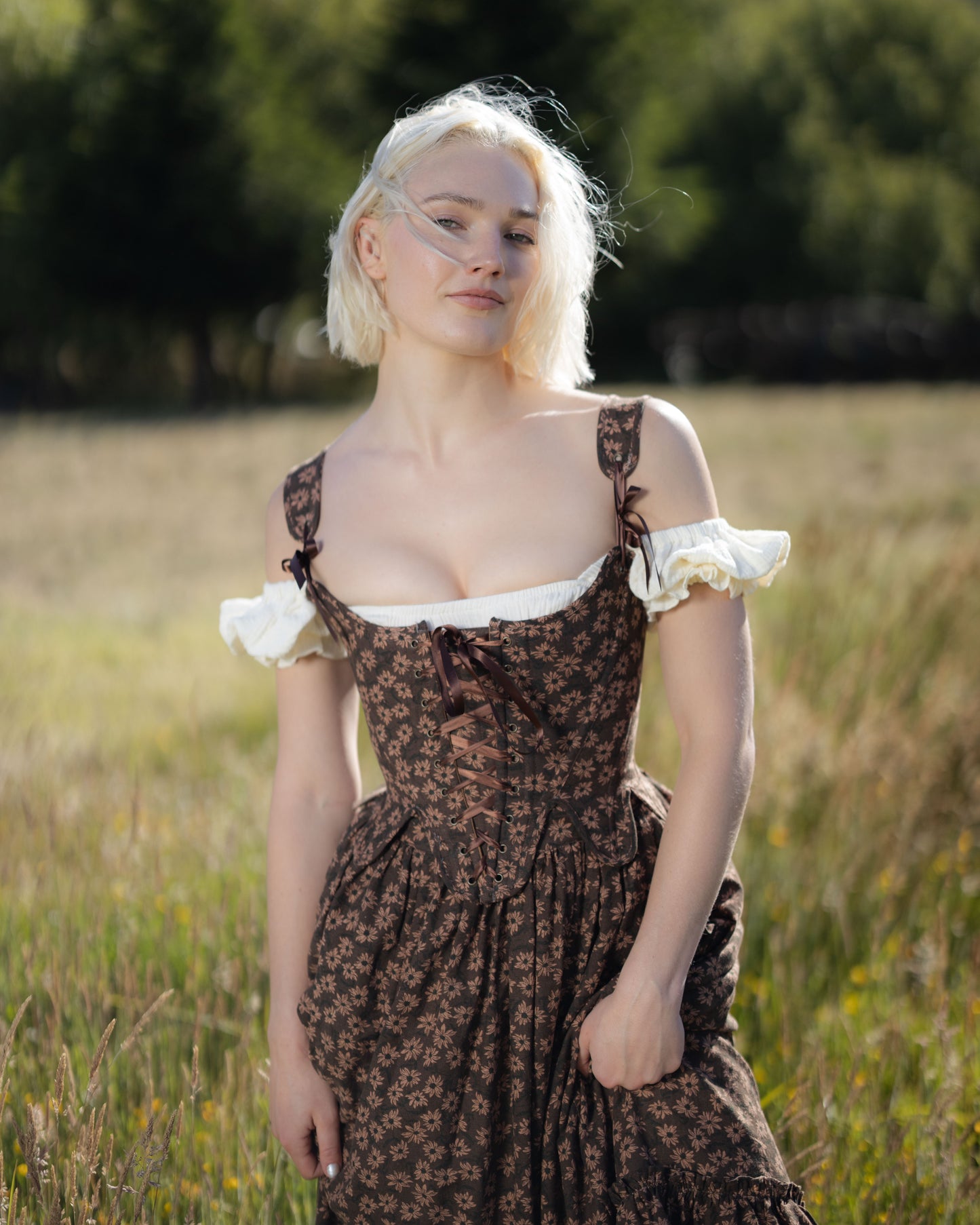 Brown Ditsy Floral 18th Century Stays