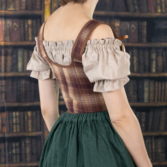 Handmade Brown Plaid Corset