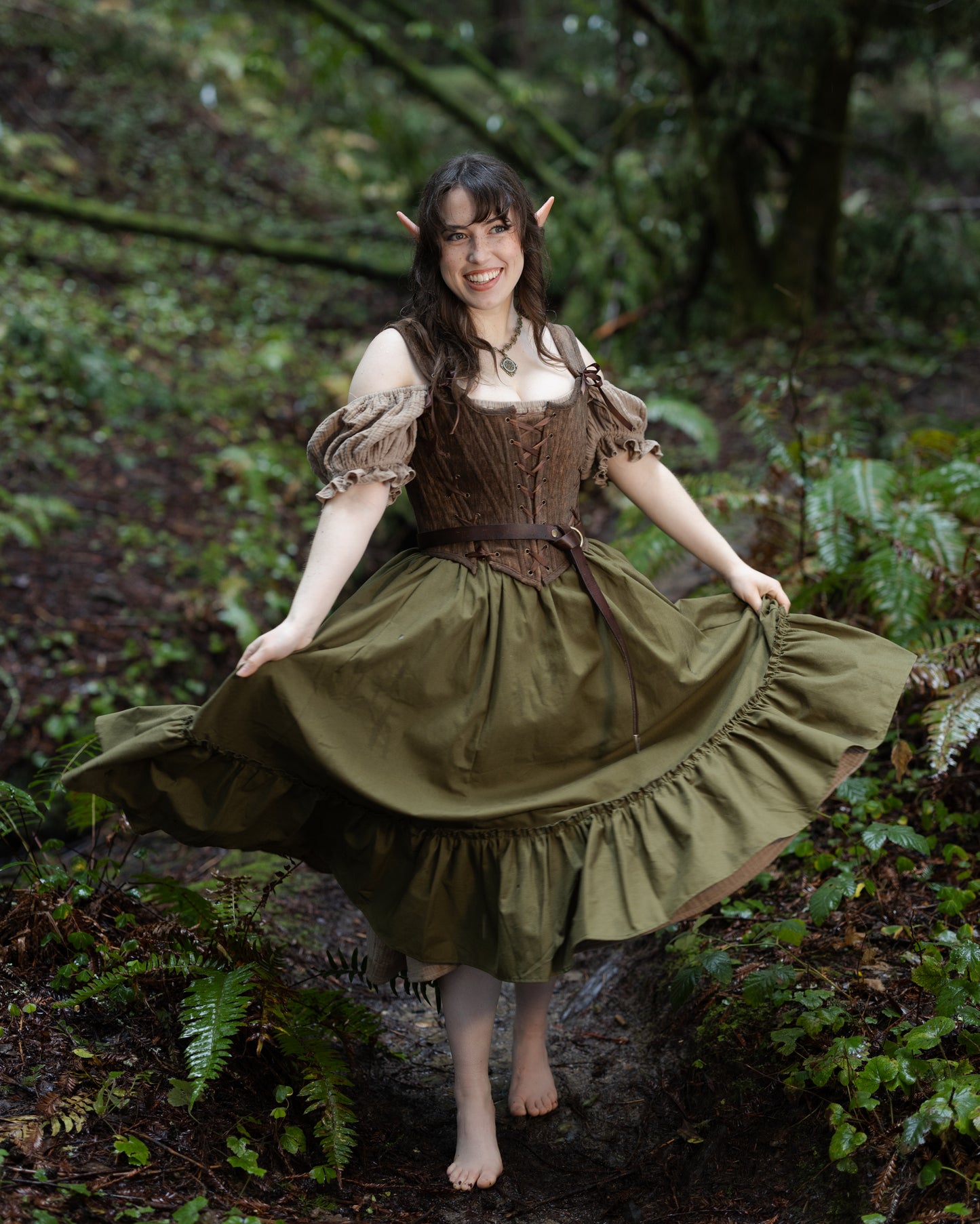 Mushroom Cotton Milkmaid Dress