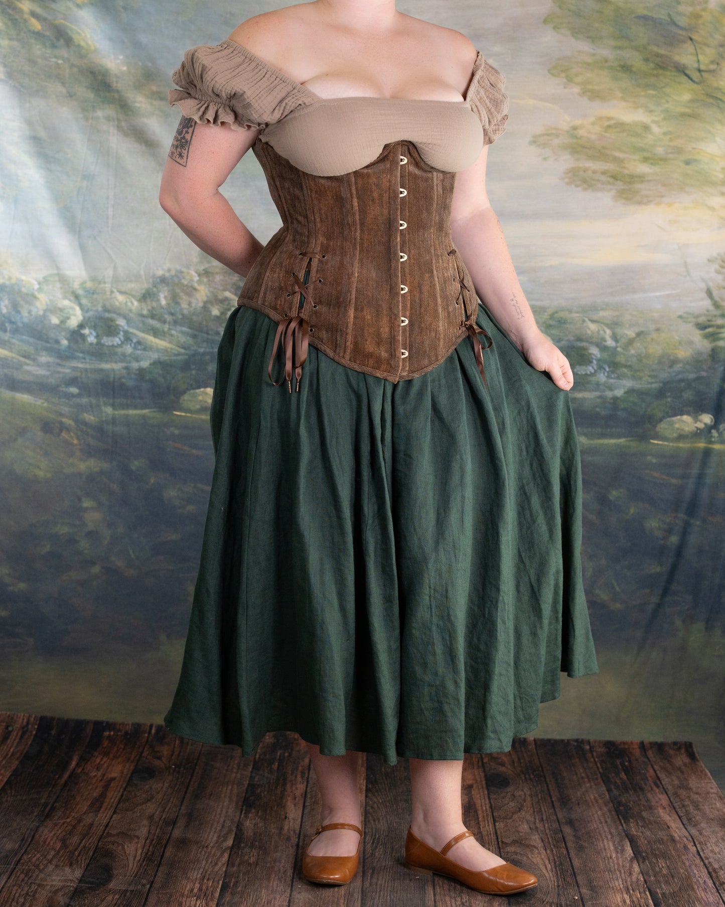 Brown Chenille Underbust Corset
