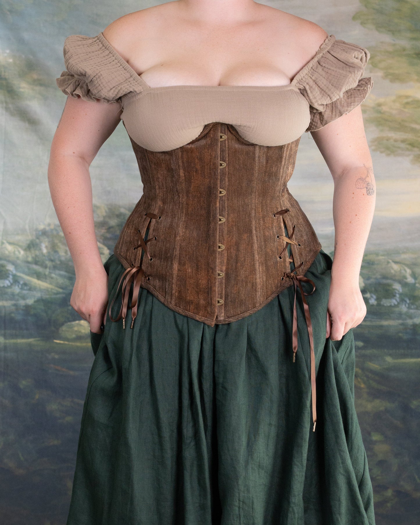 Brown Chenille Underbust Corset