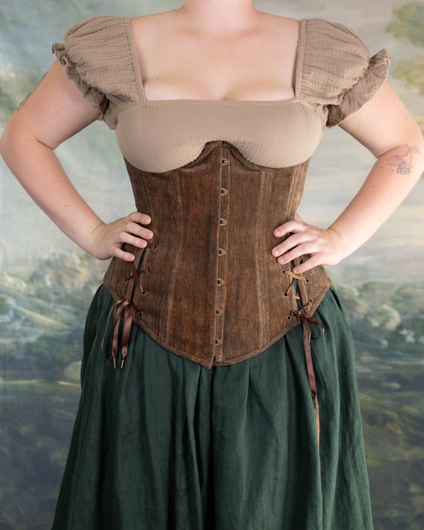 Brown Chenille Underbust Corset