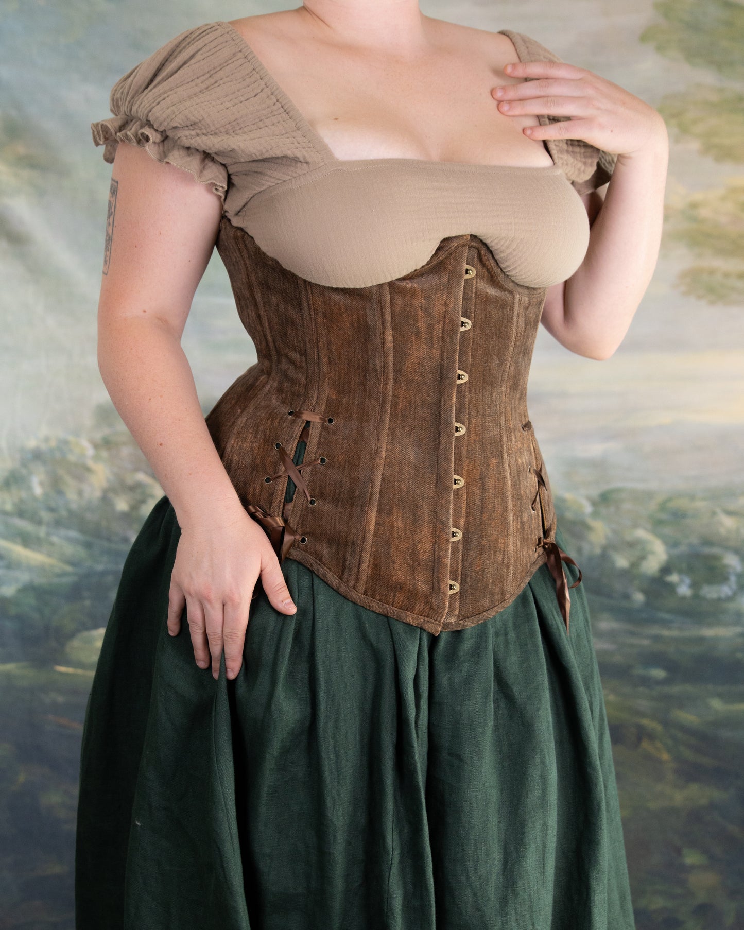 Brown Chenille Underbust Corset
