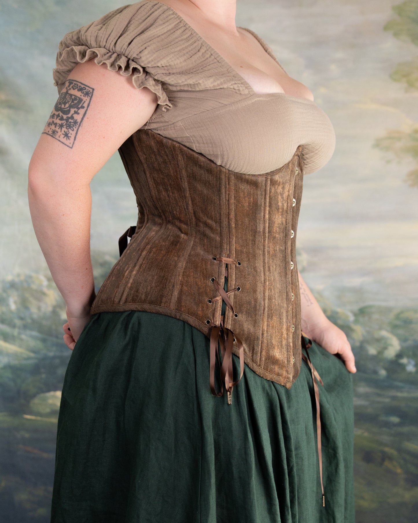 Brown Chenille Underbust Corset
