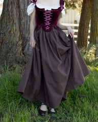 Brown Cinching Maxi Skirt