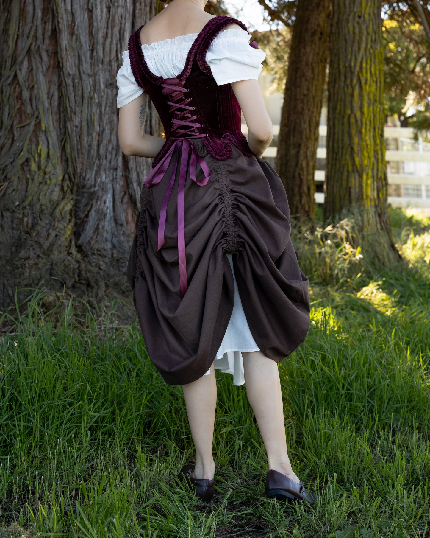 Brown Cinching Maxi Skirt