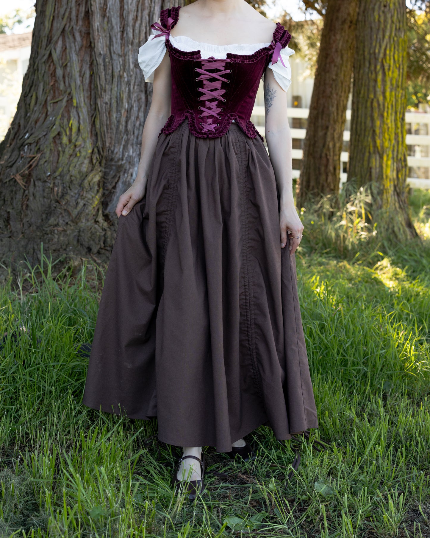 Brown Cinching Maxi Skirt
