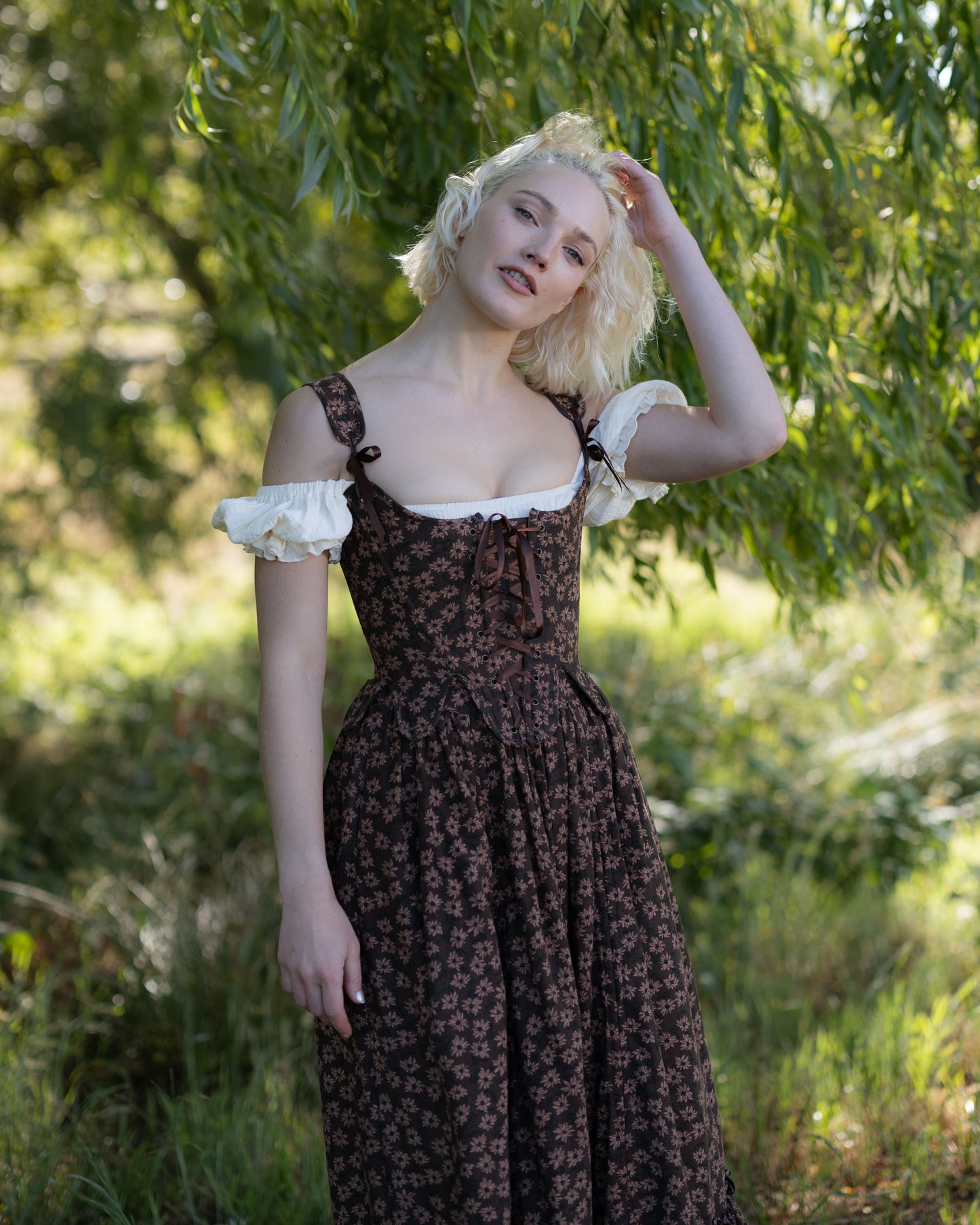 Brown Ditsy Floral 18th Century Stays