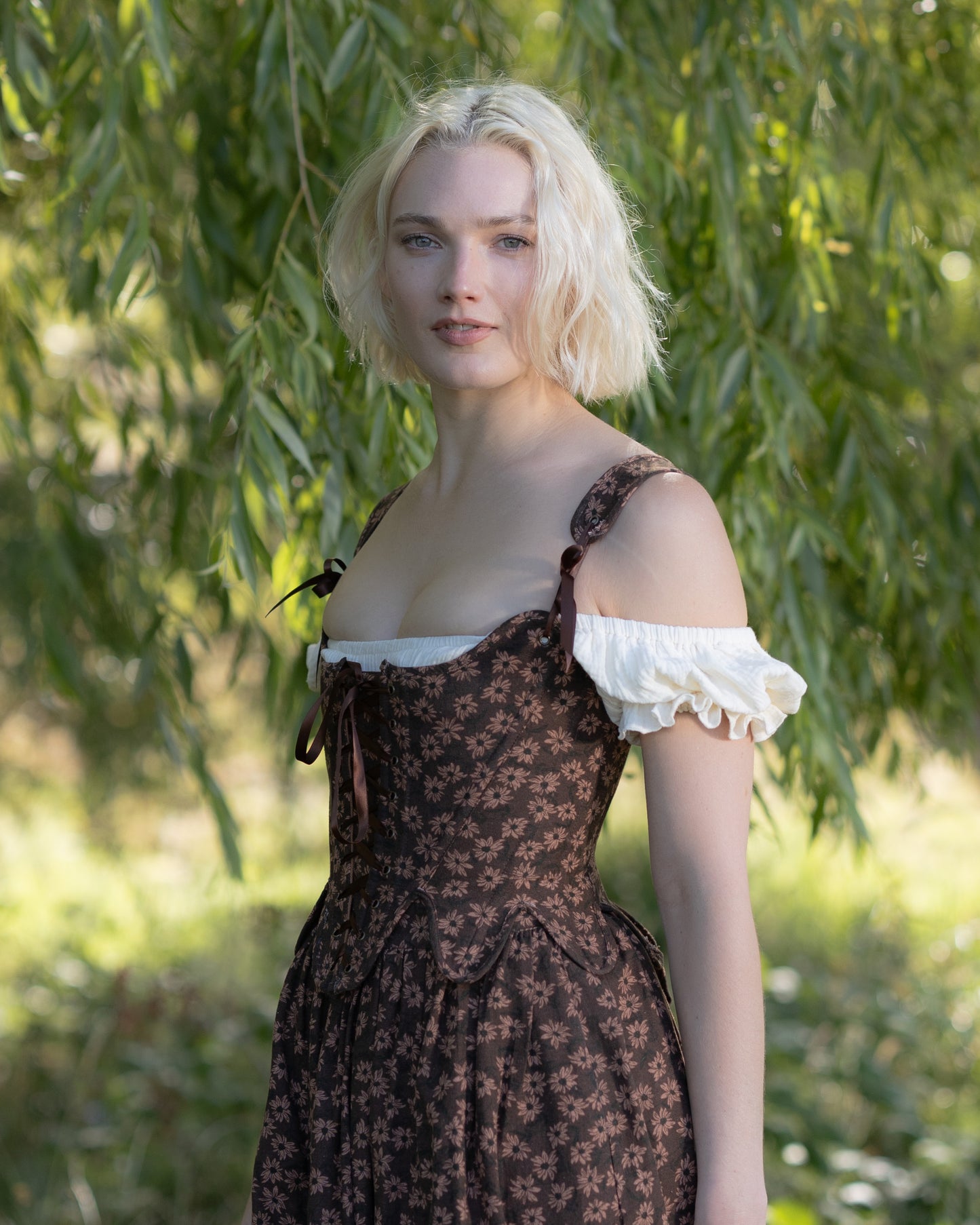Brown Ditsy Floral 18th Century Stays