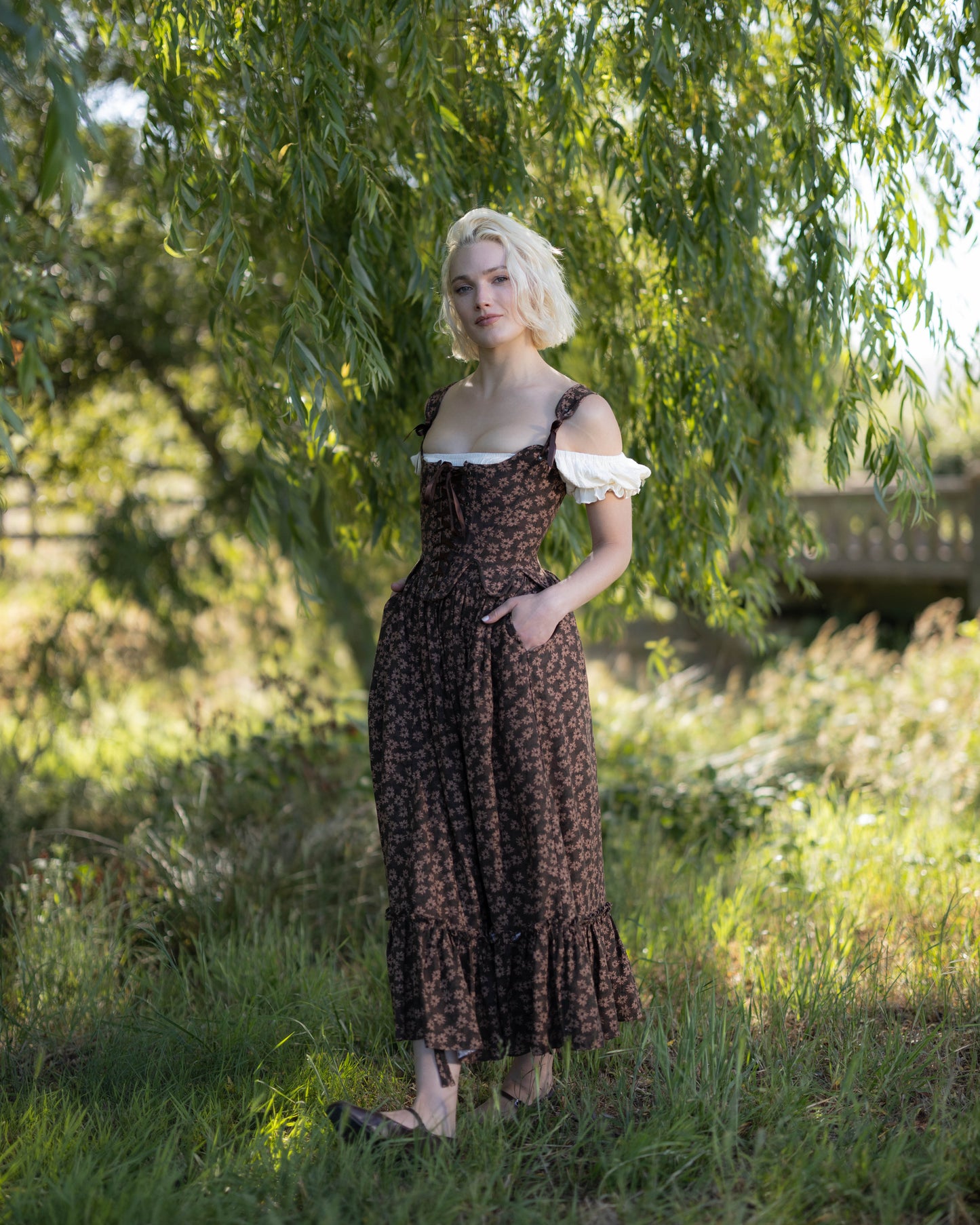 Brown Ditsy Floral 18th Century Stays