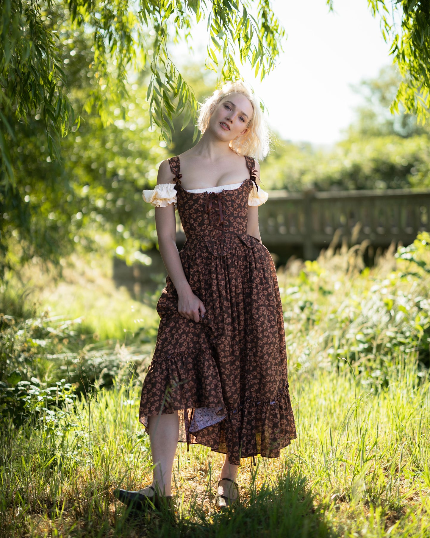 Brown Ditsy Floral 18th Century Stays