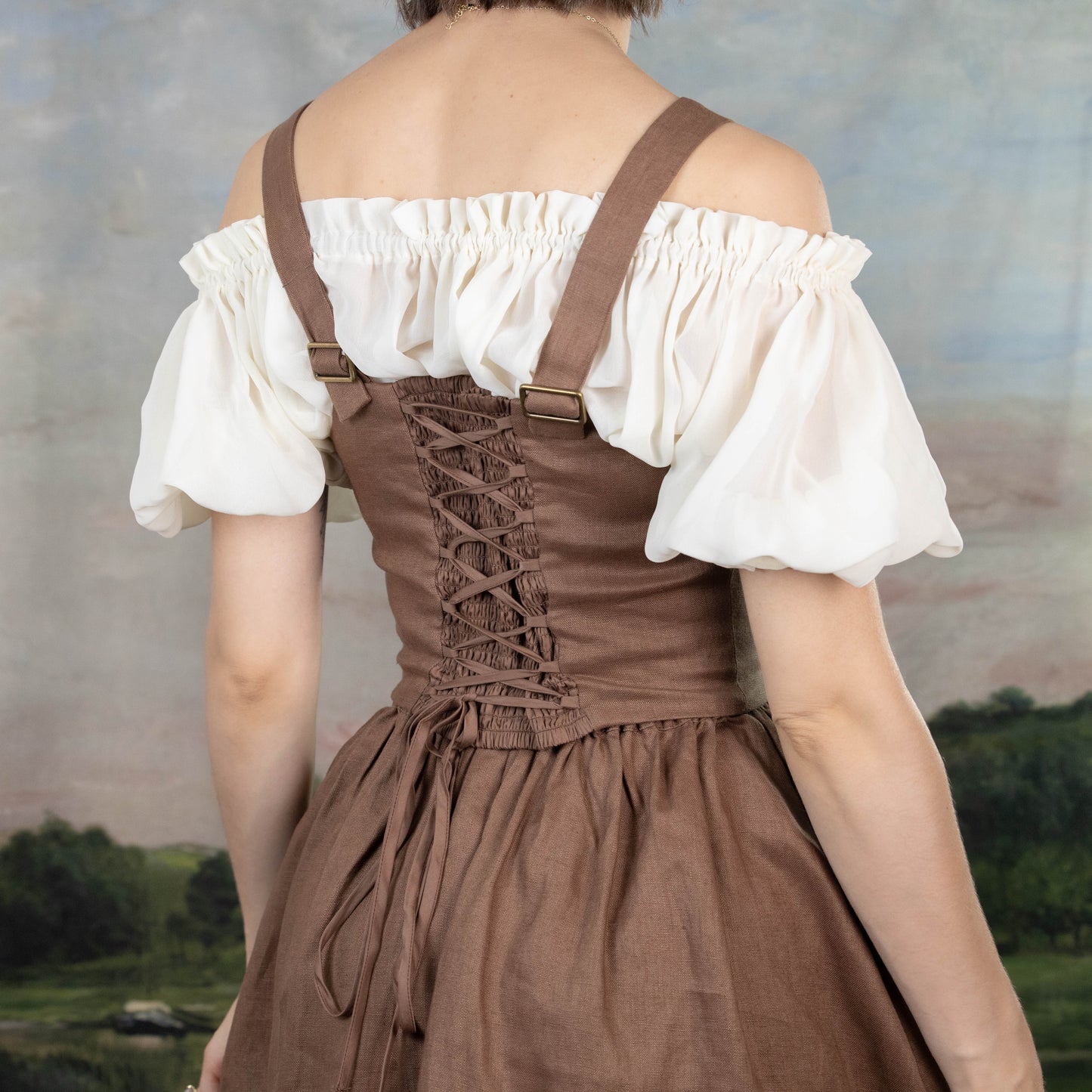 Brown Linen Dirndl Top