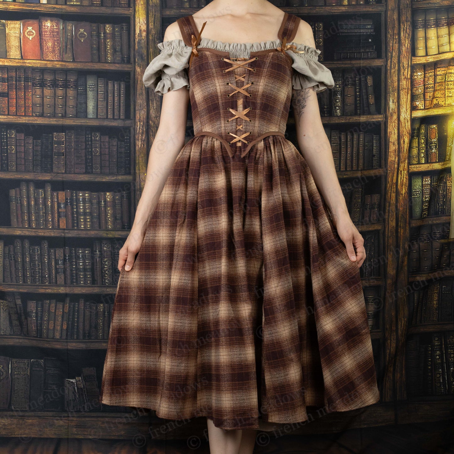 Brown Plaid Corset Top