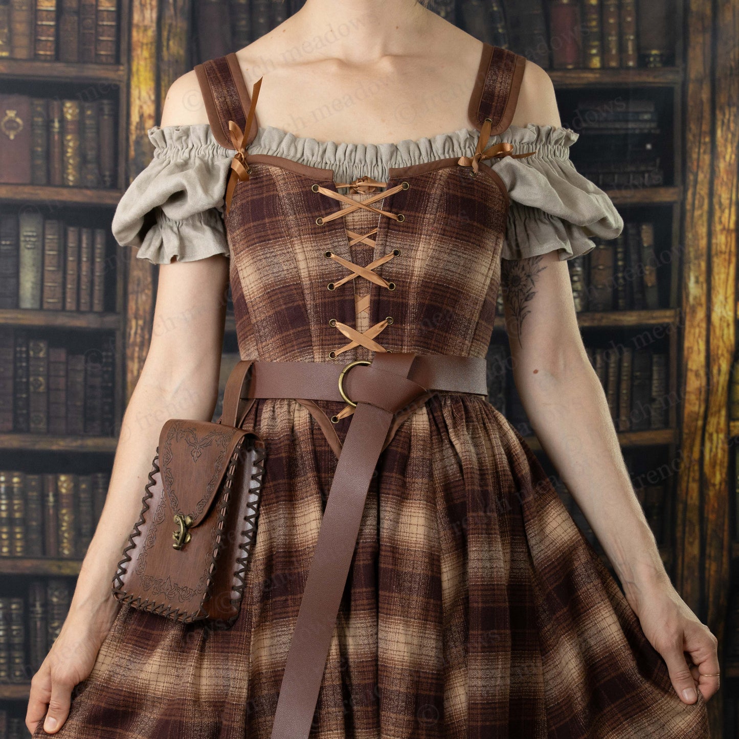 Brown Plaid Corset Top