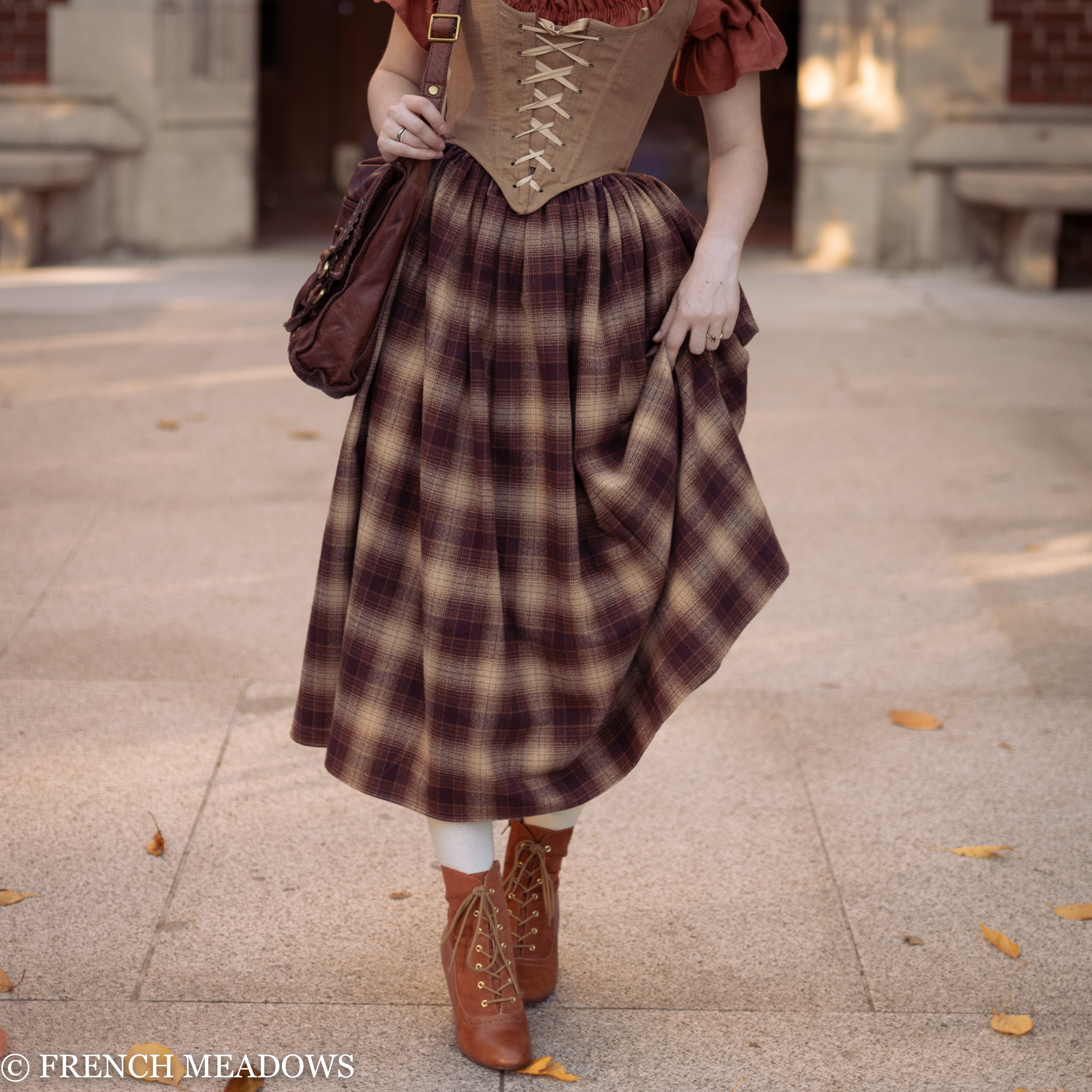 A long black newest gingham skirt. 100% cotton. Country style