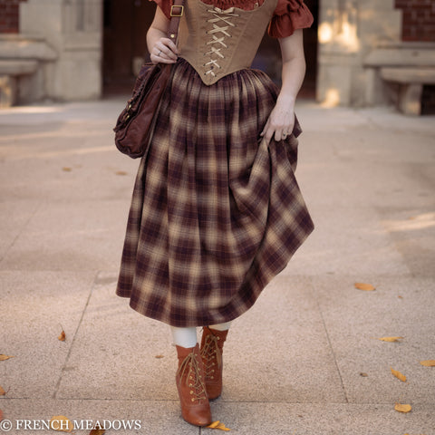 Dark Brown Plaid Renaissance Skirt