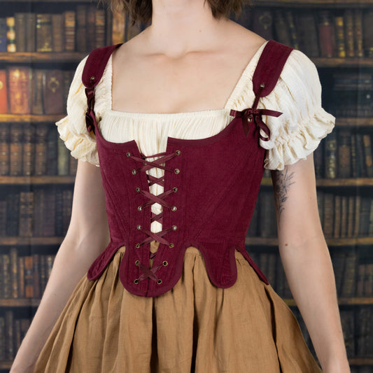 Handmade Burgundy Corduroy 18th Century Corset
