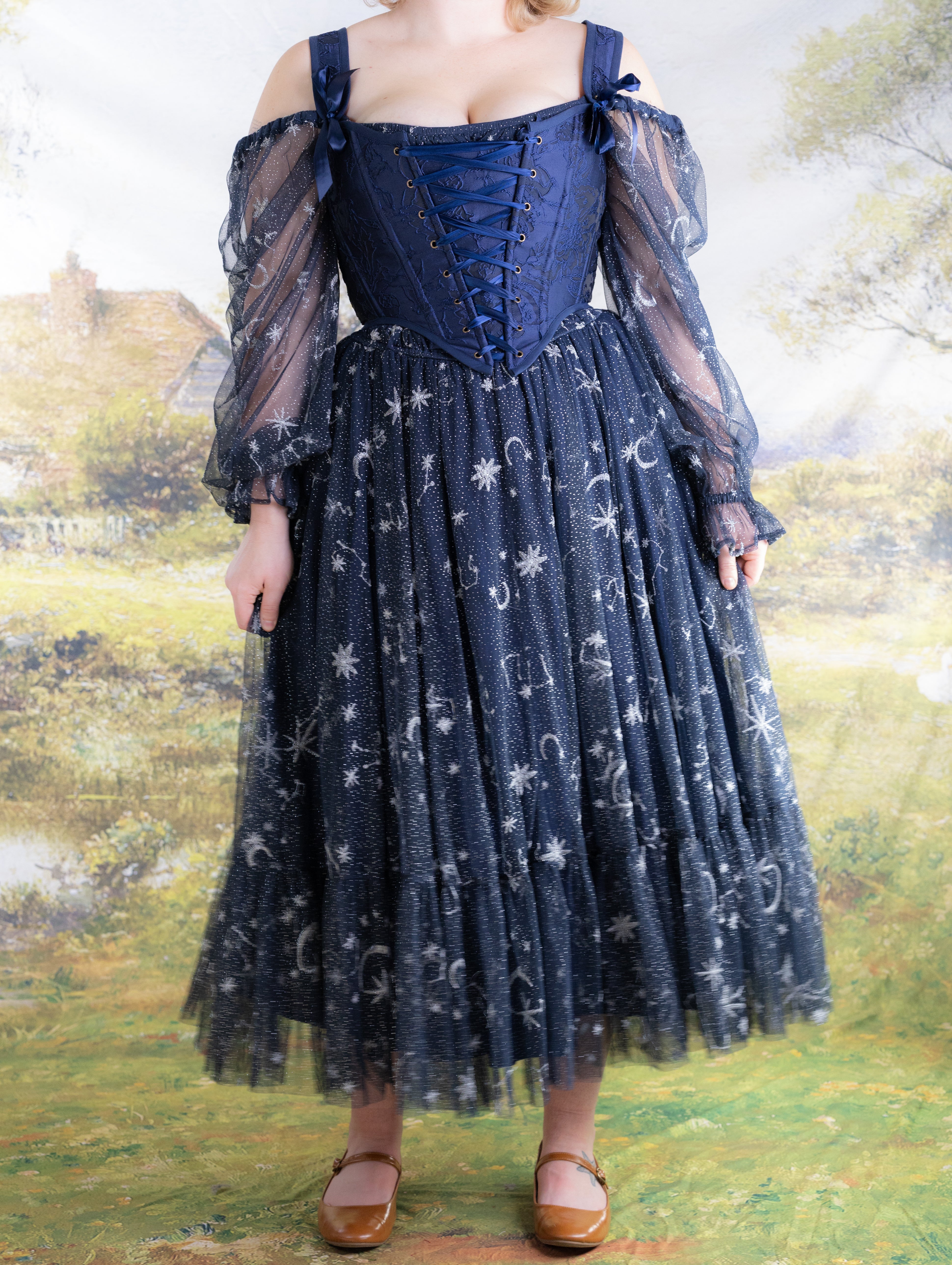 Celestial Tulle Milkmaid Dress | French Meadows