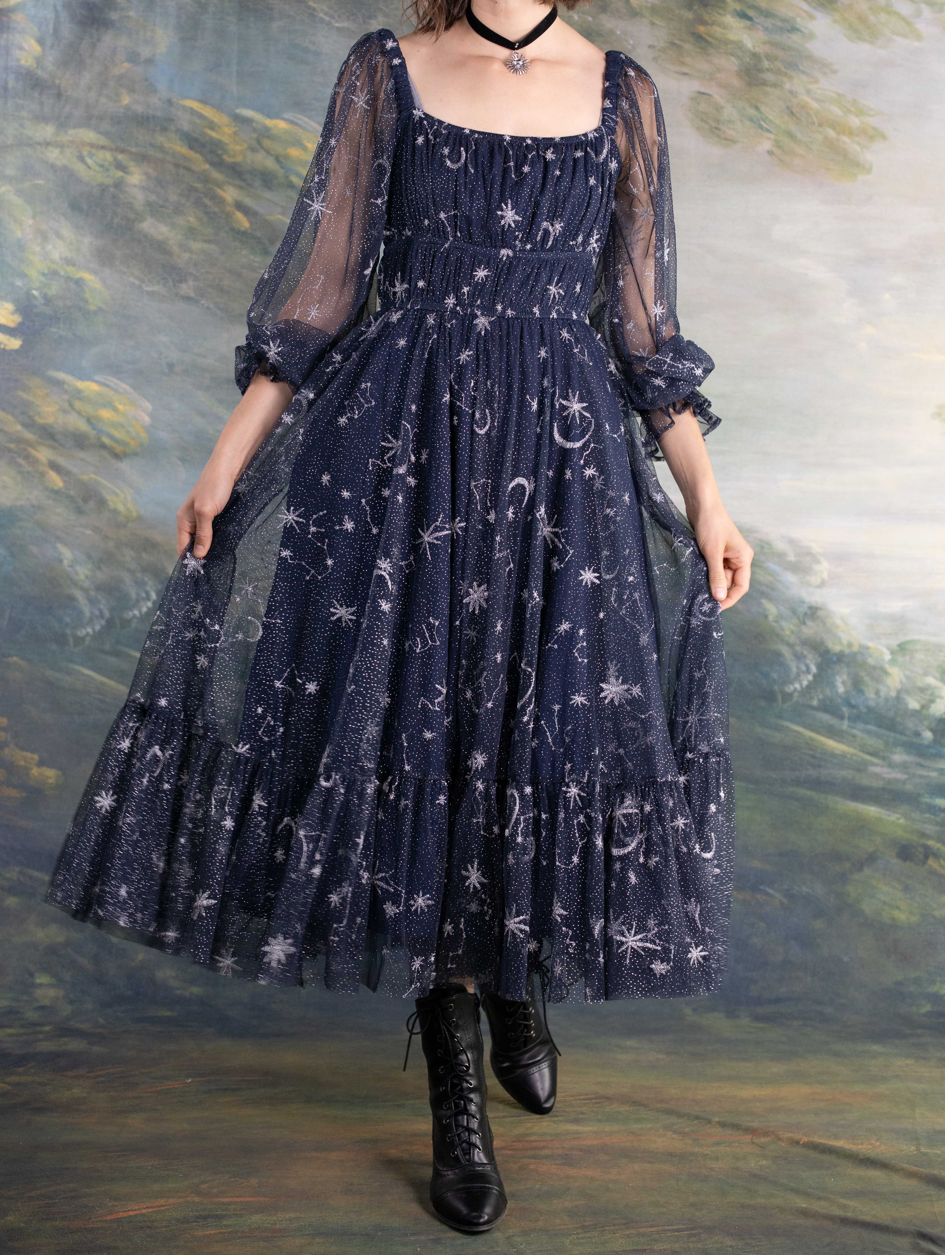 Celestial Tulle Milkmaid Dress | French Meadows
