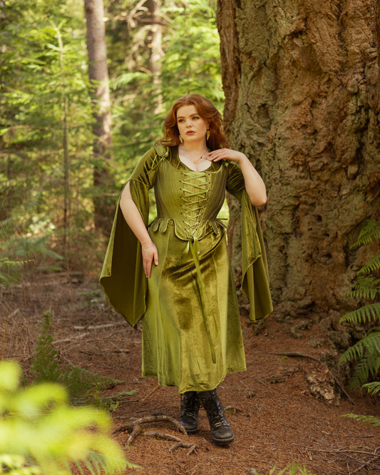 Chartreuse Satin 18th Century Stays