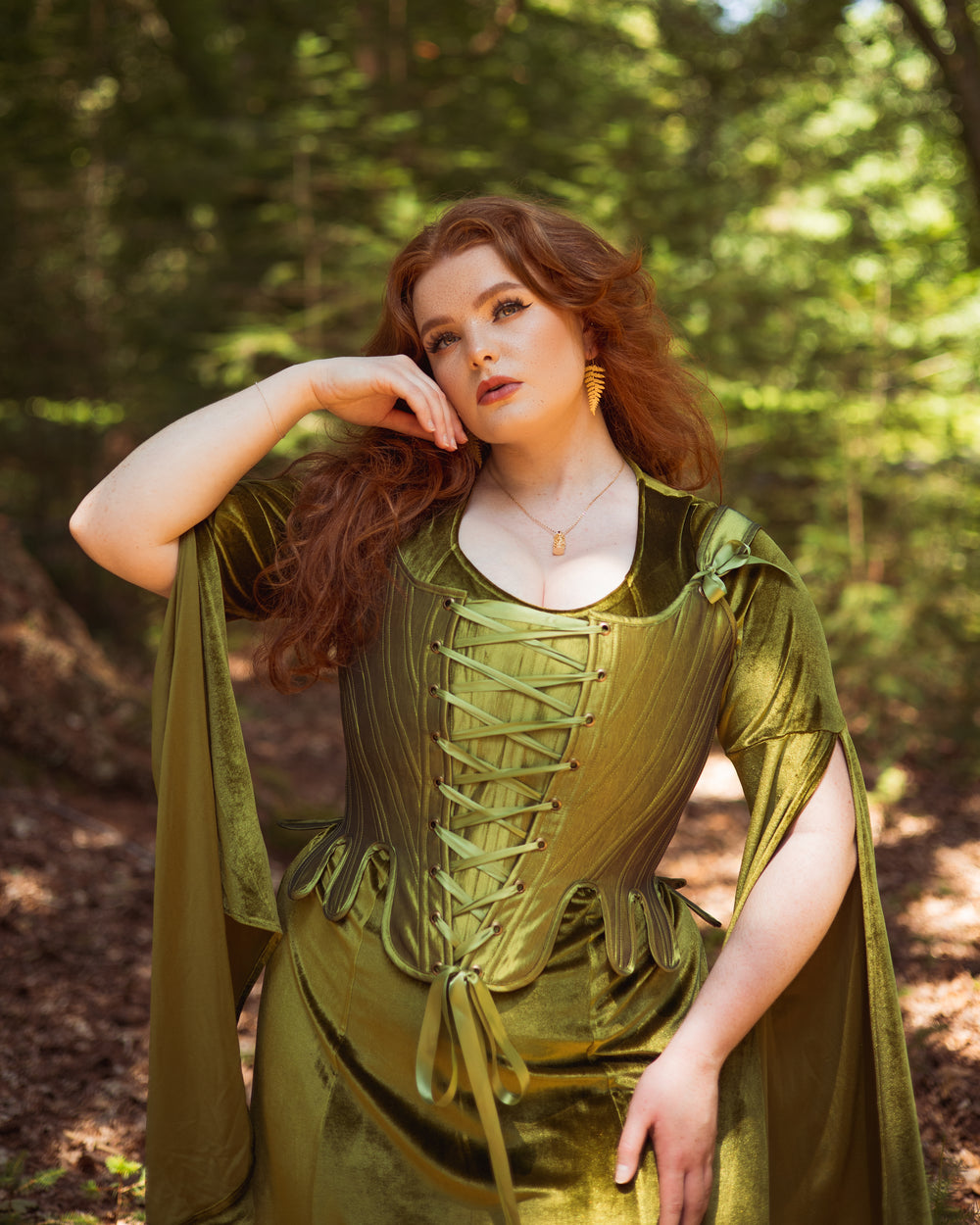 Chartreuse Satin 18th Century Stays