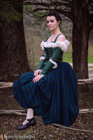 Blue and Green Plaid Midi Skirt