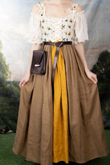 Handmade Ivory Dandelion Linen Corset Dress