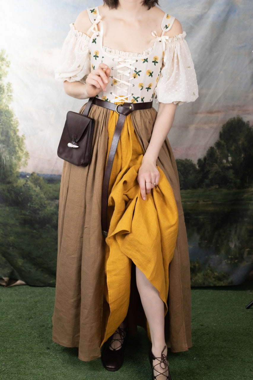 Handmade Ivory Dandelion Linen Corset Dress